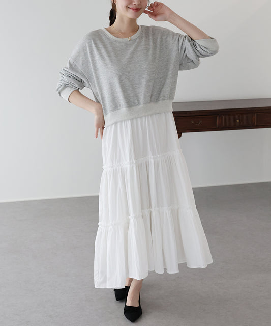 【早割5％OFF】ドッキングティアードワンピース