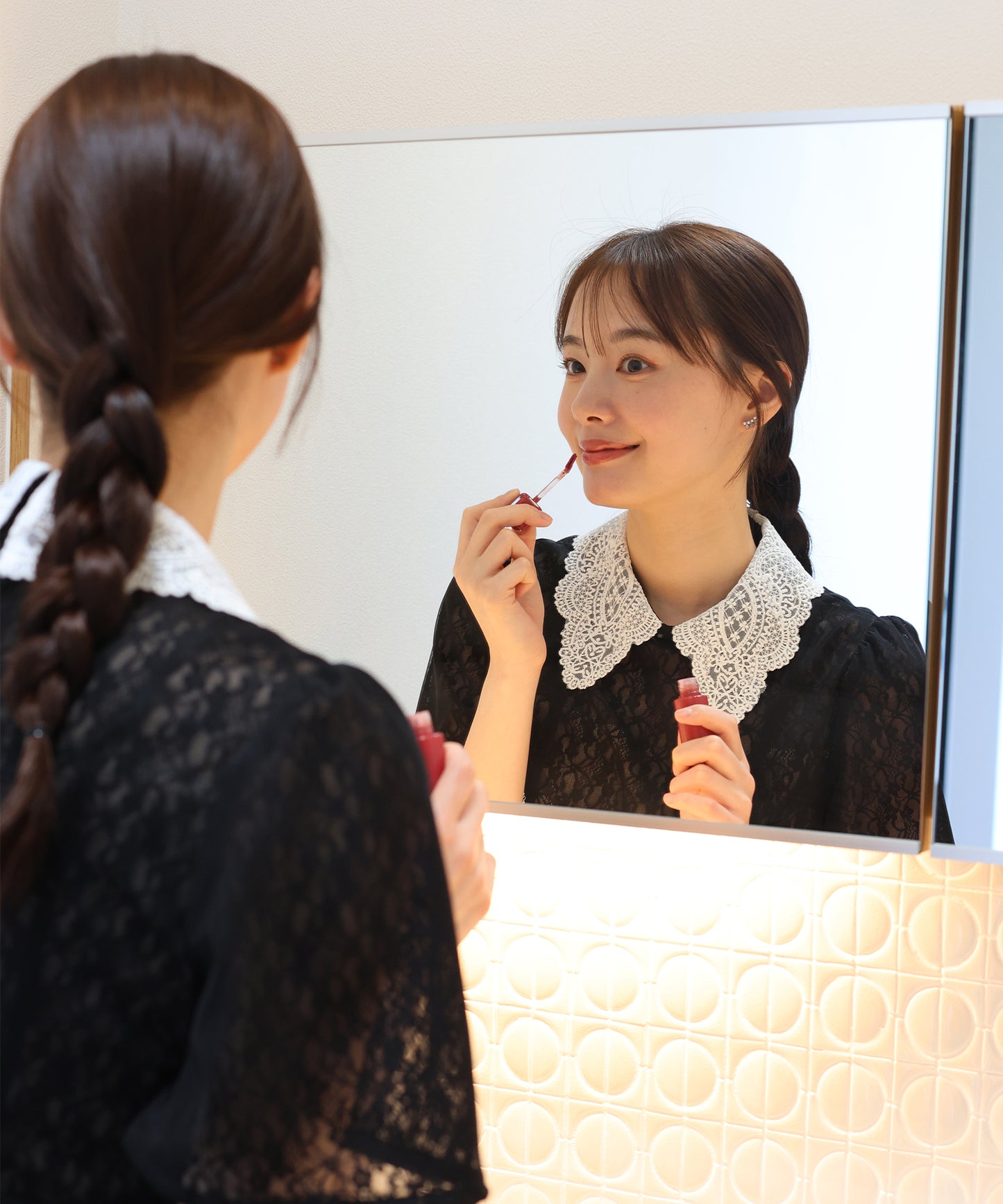 【早割5％OFF】レース襟チュールフレアドレス