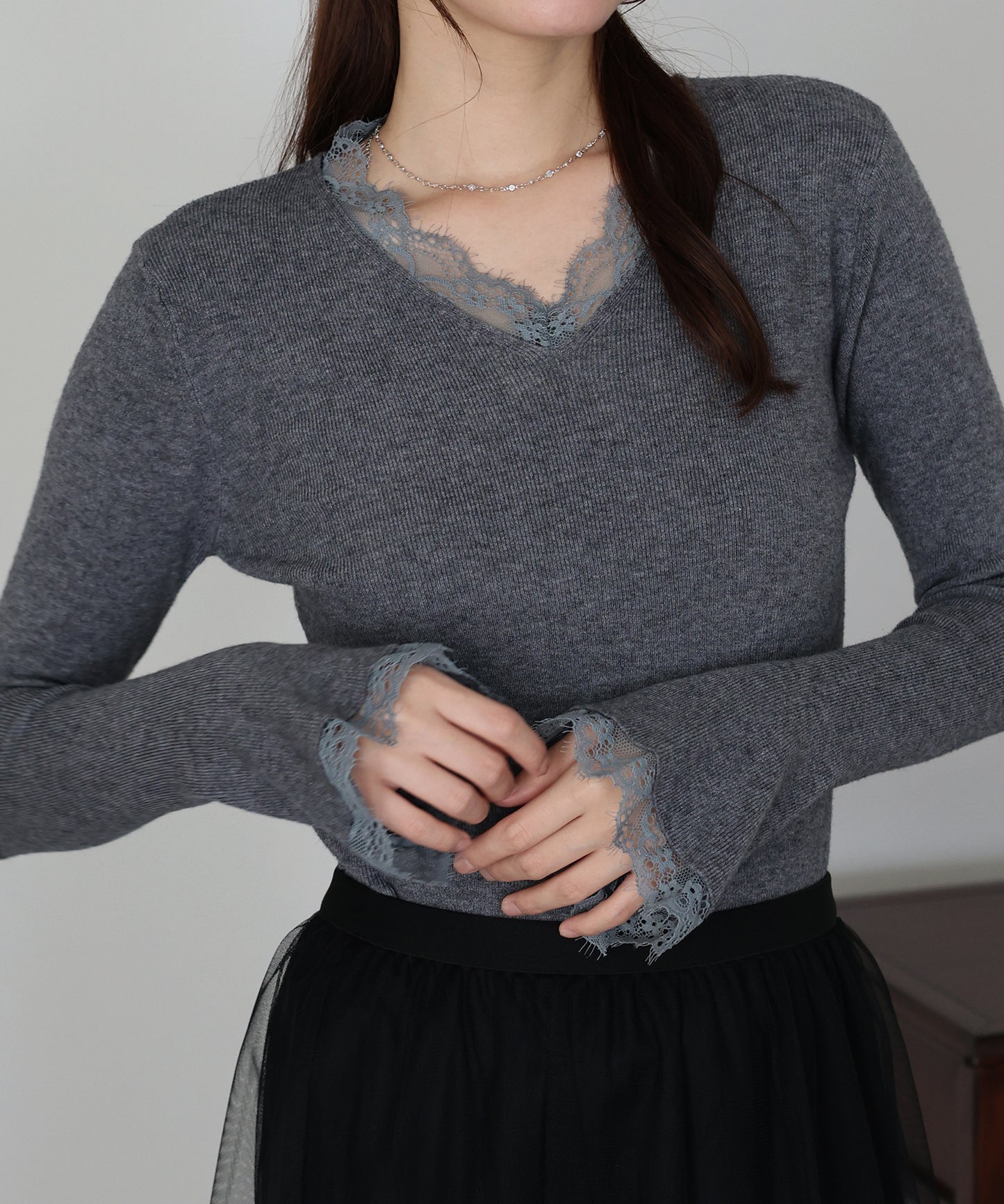 レースドッキングニット