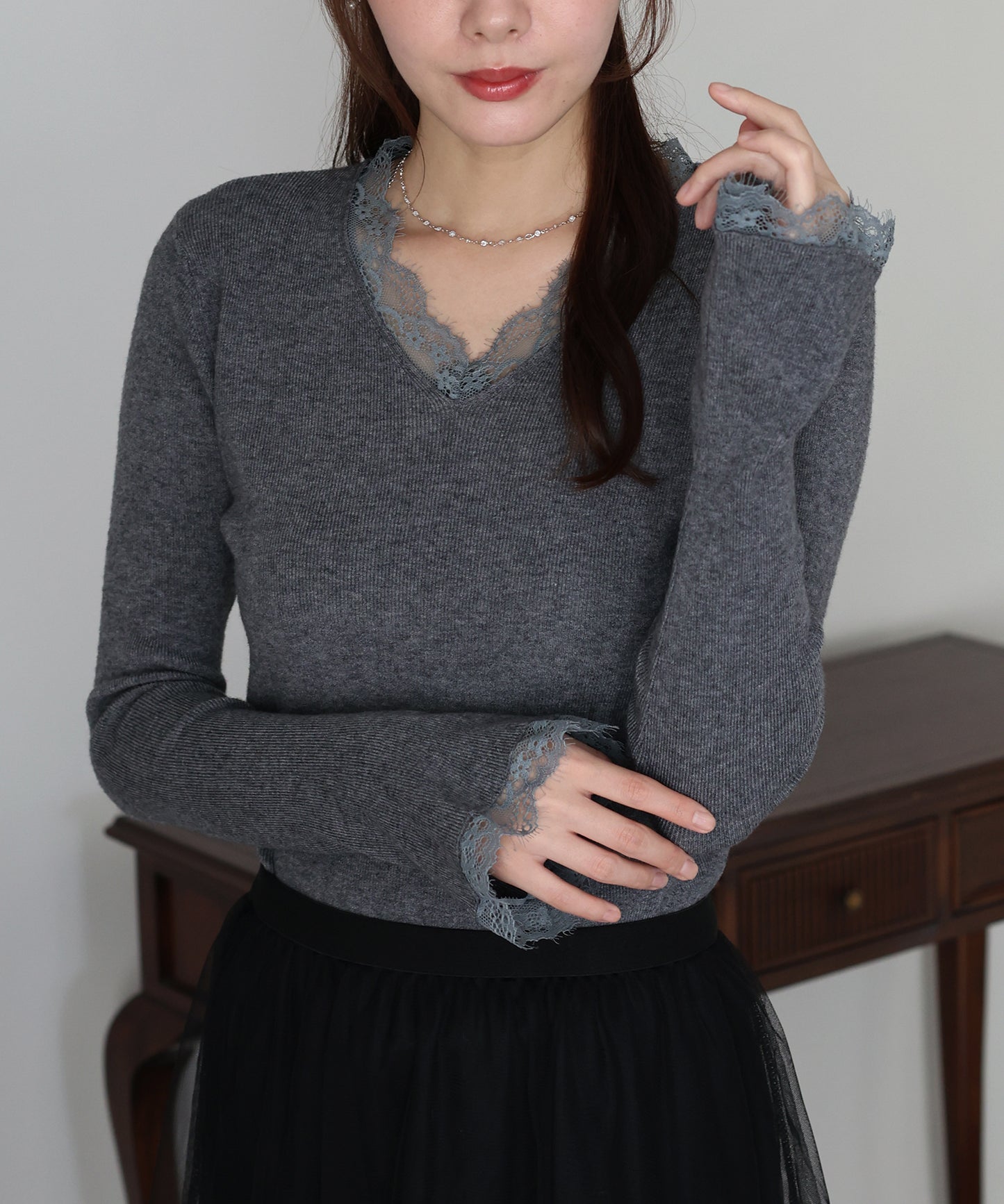 レースドッキングニット