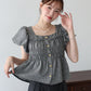ツイードバルーンスリーブブラウス