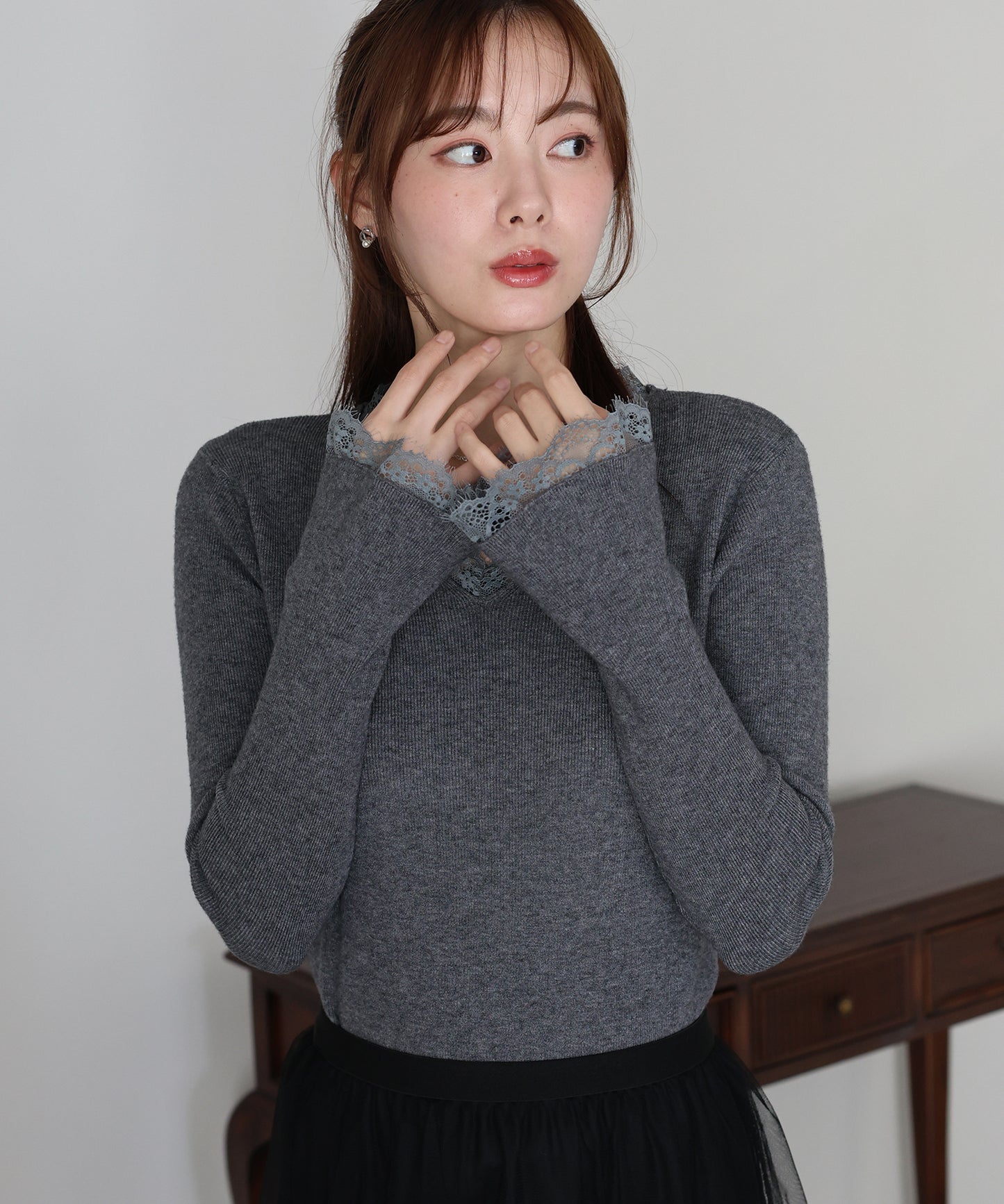 レースドッキングニット