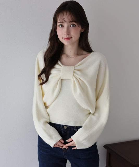 【早割5％OFF】リボンショートニットセット