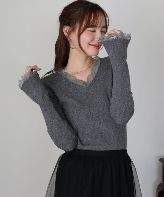 レースドッキングニット