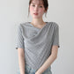 【早割5％OFF】ドットドレープネックリブTシャツ【メール便】