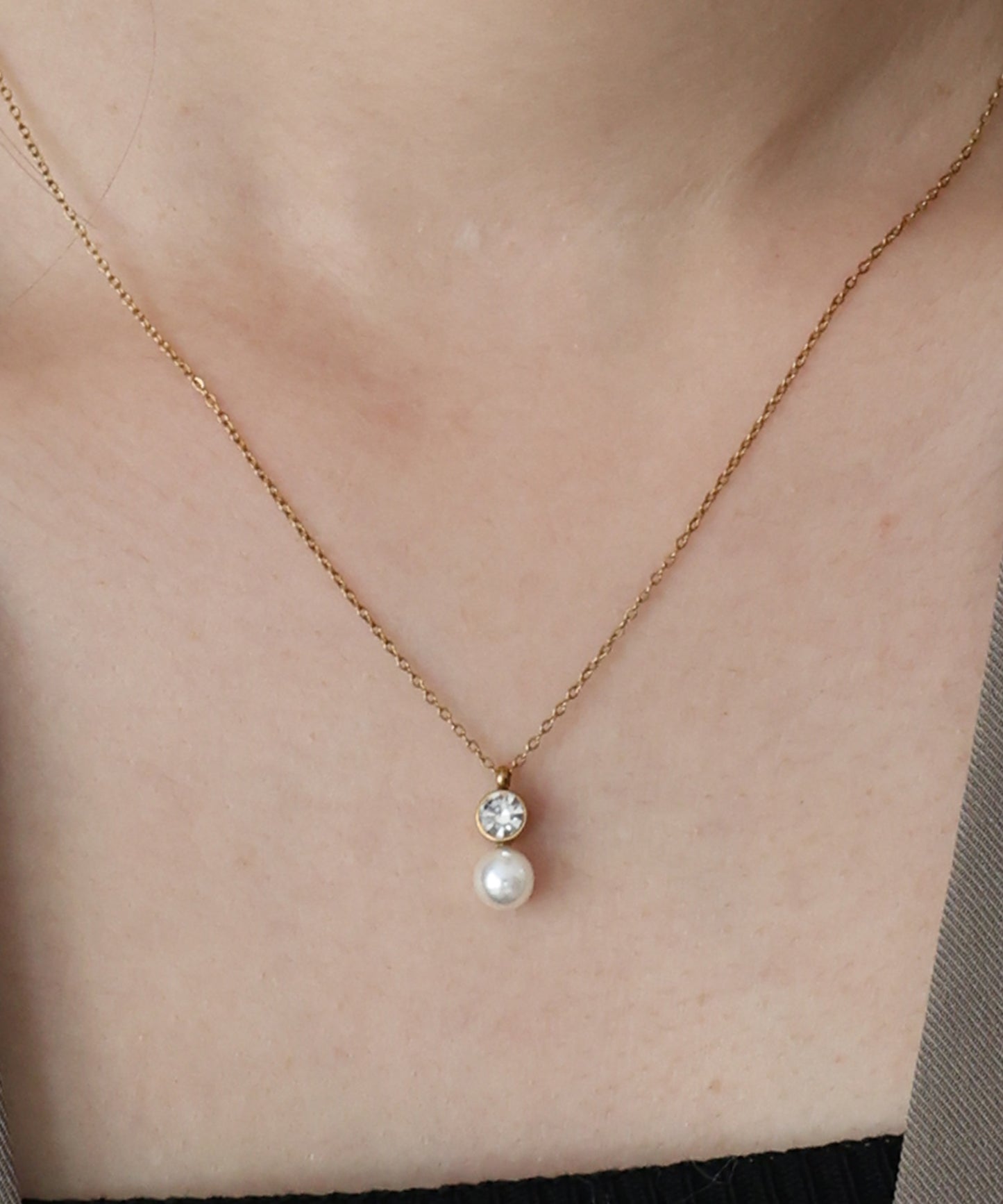 【早割5％OFF】ビジューパールネックレス / サージカルステンレス【ネコポス】