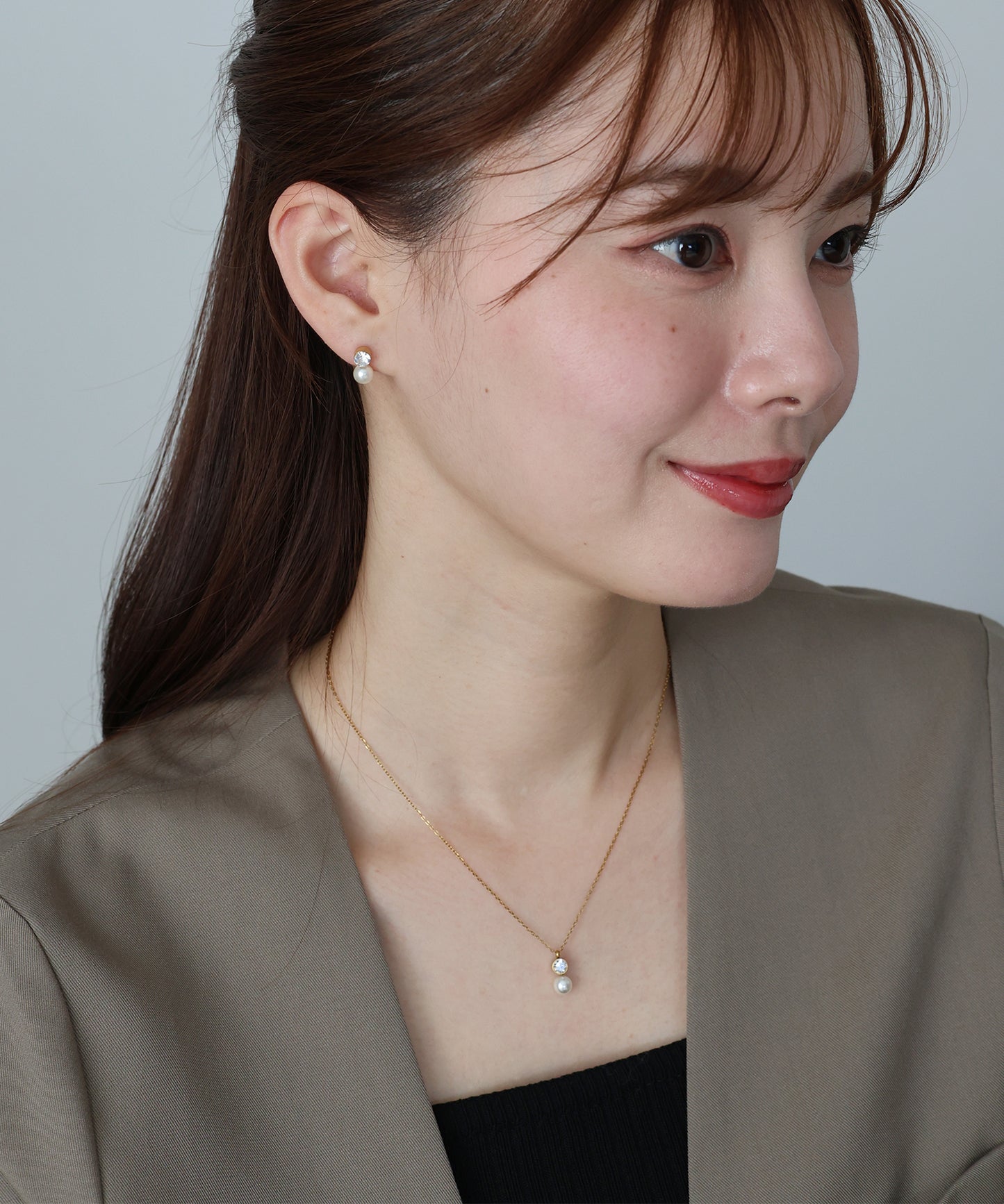 【早割5％OFF】ビジューパールネックレス / サージカルステンレス【ネコポス】