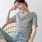 ドットドレープネックリブTシャツ【メール便】