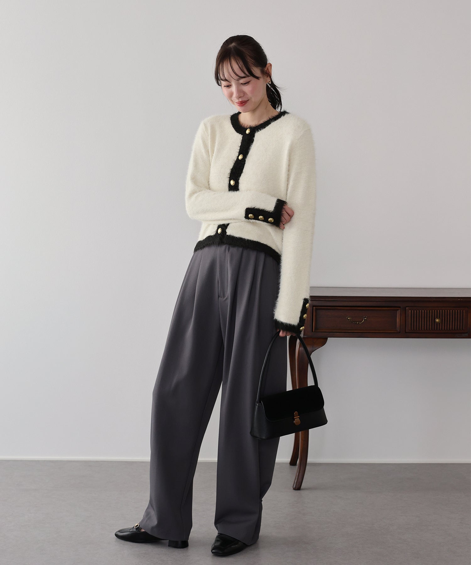 金ボタンシャギーニットジャケット – BLUE ONLINE