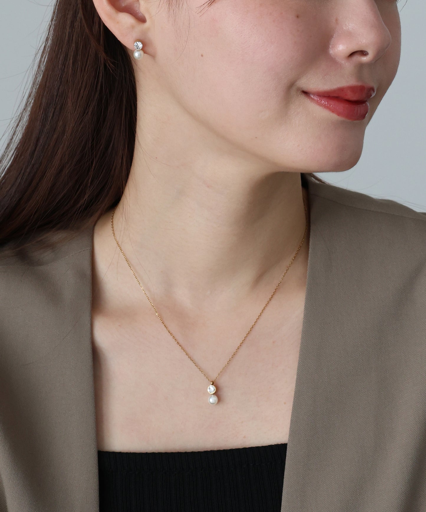 【早割5％OFF】ビジューパールネックレス / サージカルステンレス【ネコポス】