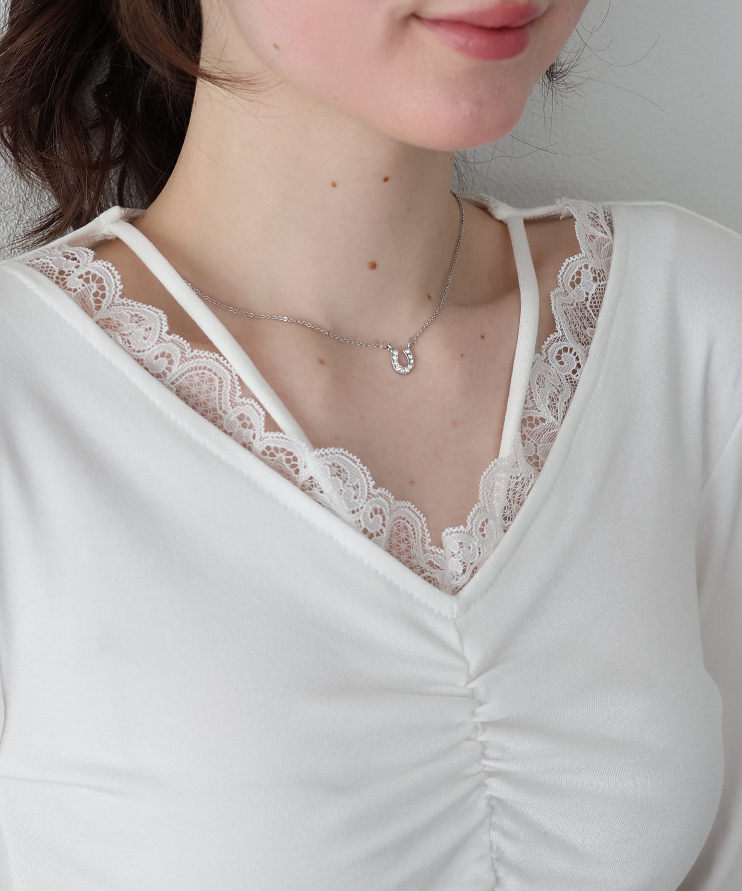 【早割5％OFF】フロントギャザーレースカットソー【ネコポス】