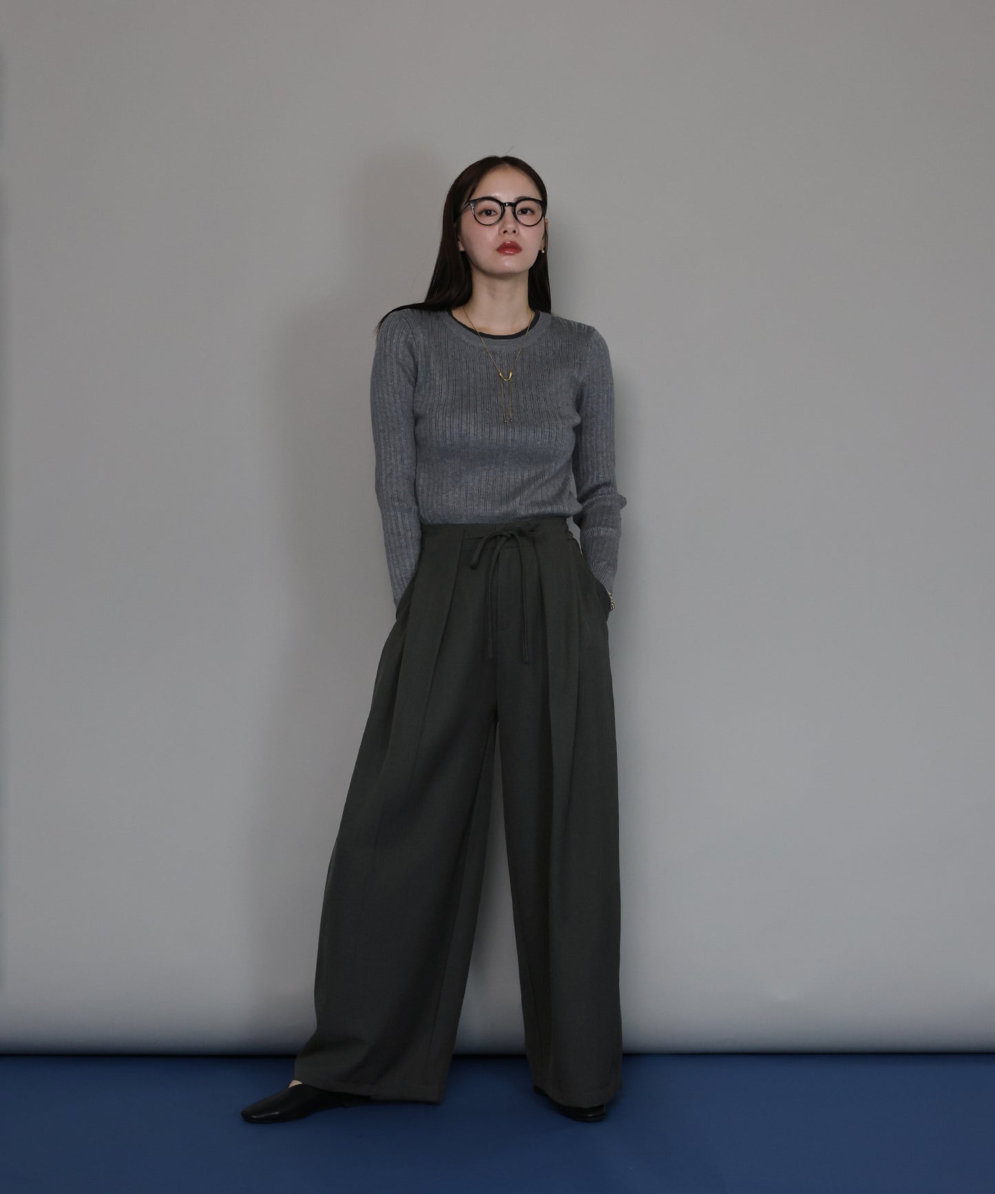 [J by blue]タックワイドパンツ