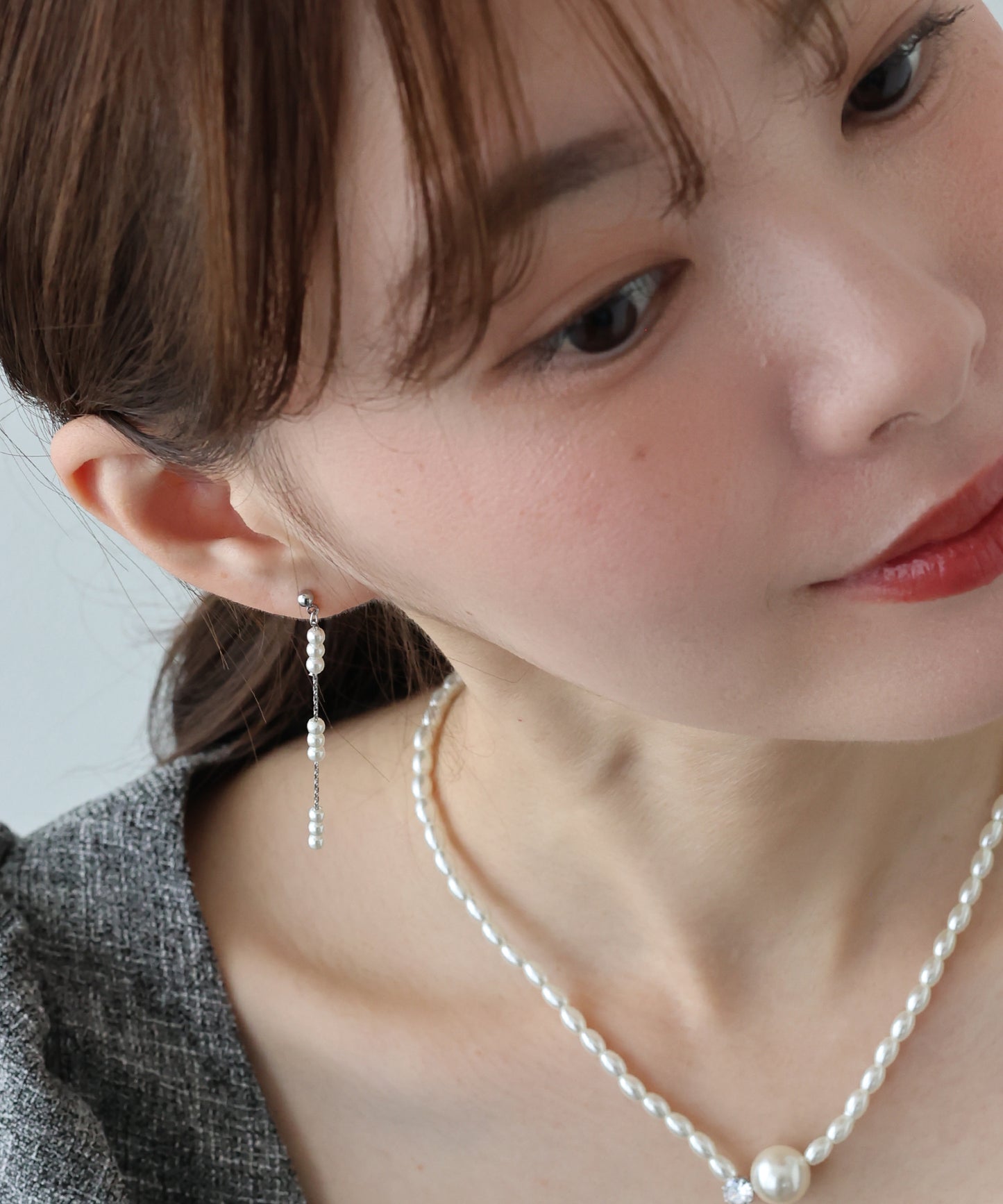 トリプルパールロングピアス / ニッケルフリー【メール便】