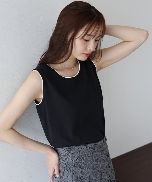 【SALE】配色ノースリーブニット【ネコポス】