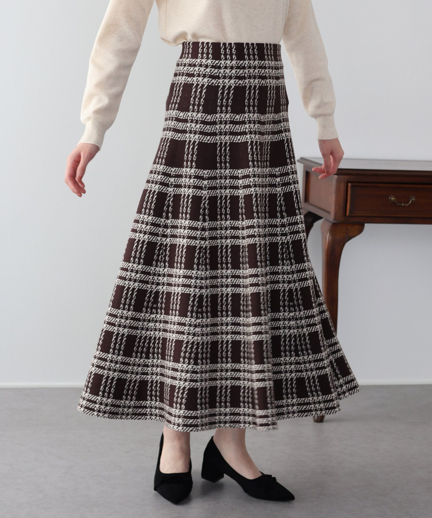 【早割5％OFF】ロングチェックスカート