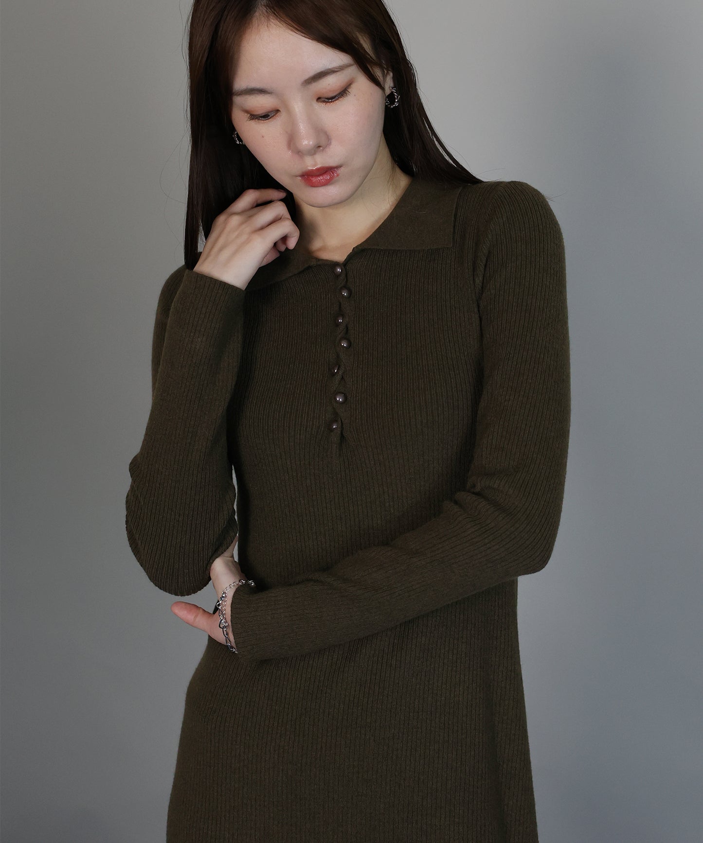 ポロリブニットワンピース[ J by blue ]