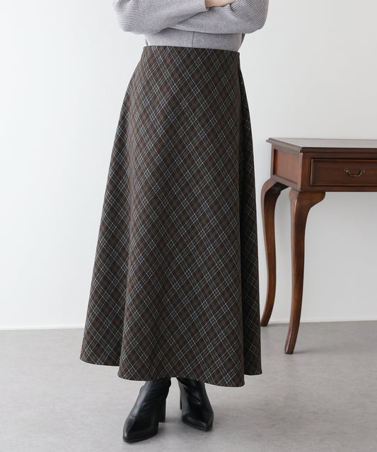 【早割5％OFF】バイアスチェックフレアスカート