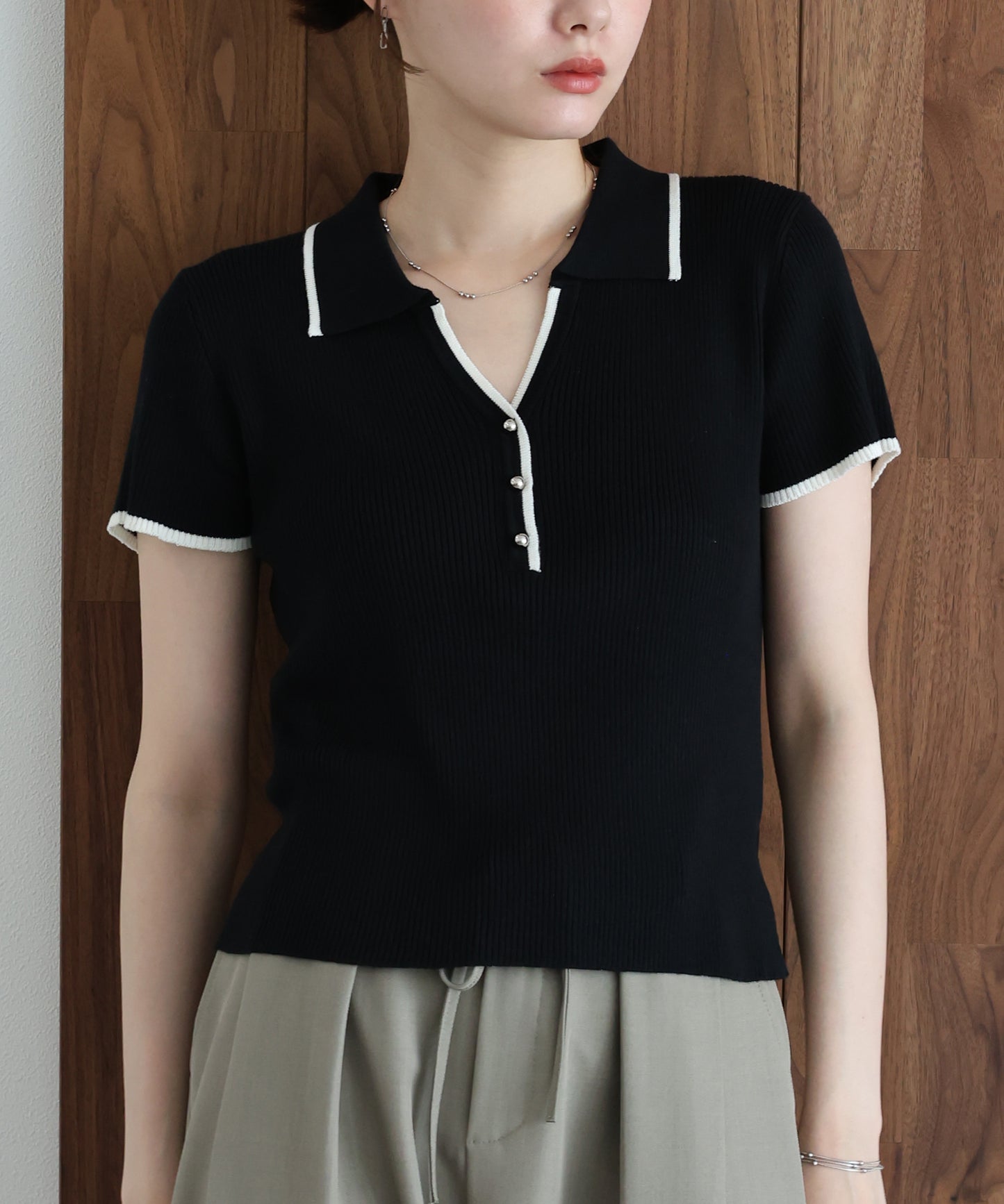 【早割5％OFF】バイカラースキッパーポロニット【メール便】