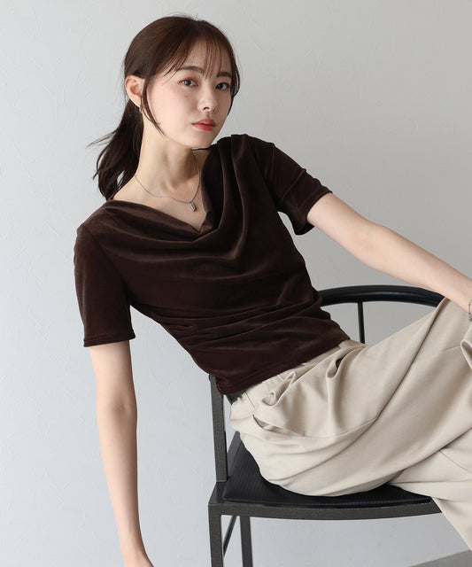 【TIME SALE】シアーベロアドレープTシャツ【ネコポス】