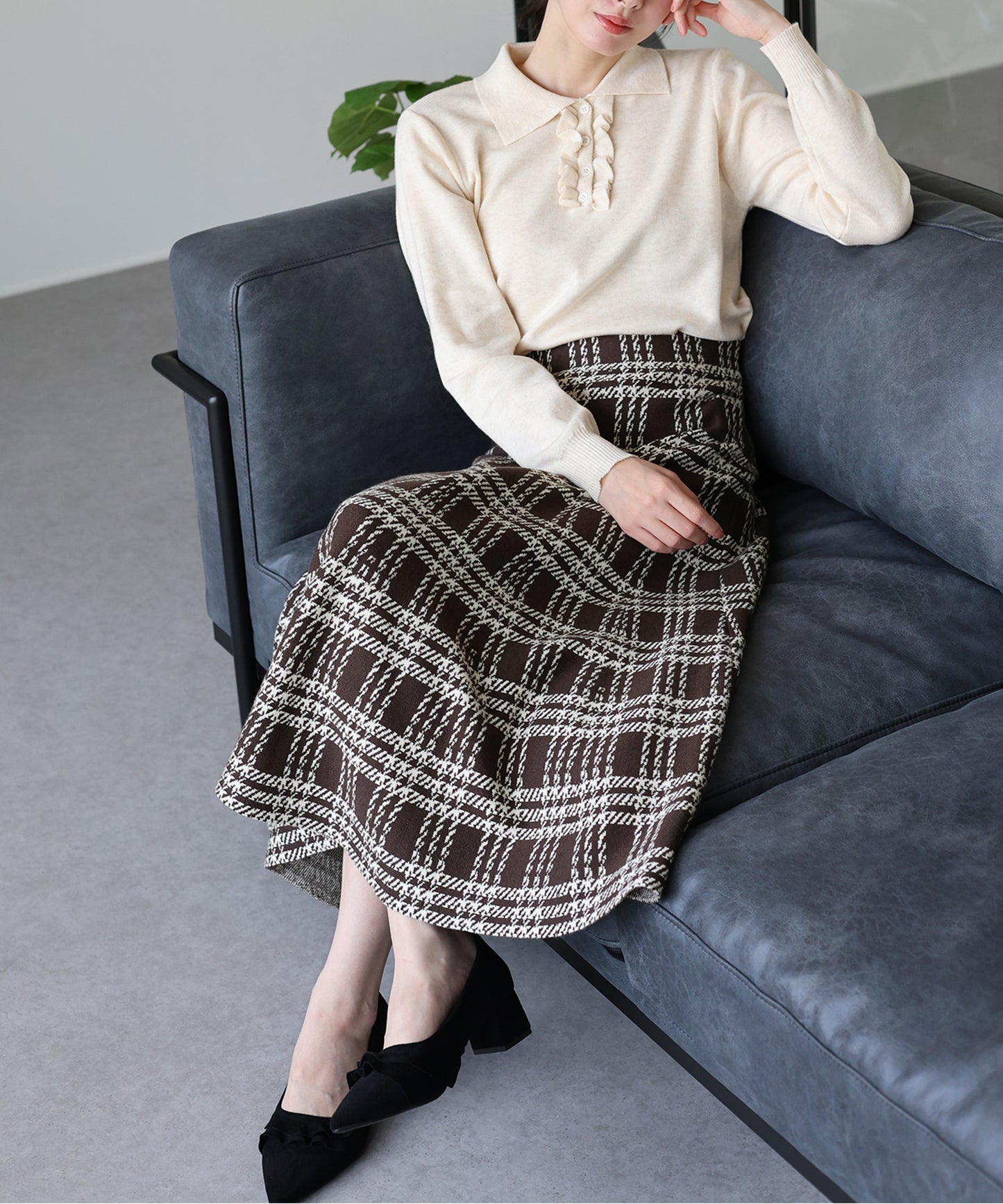 ロングチェックスカート