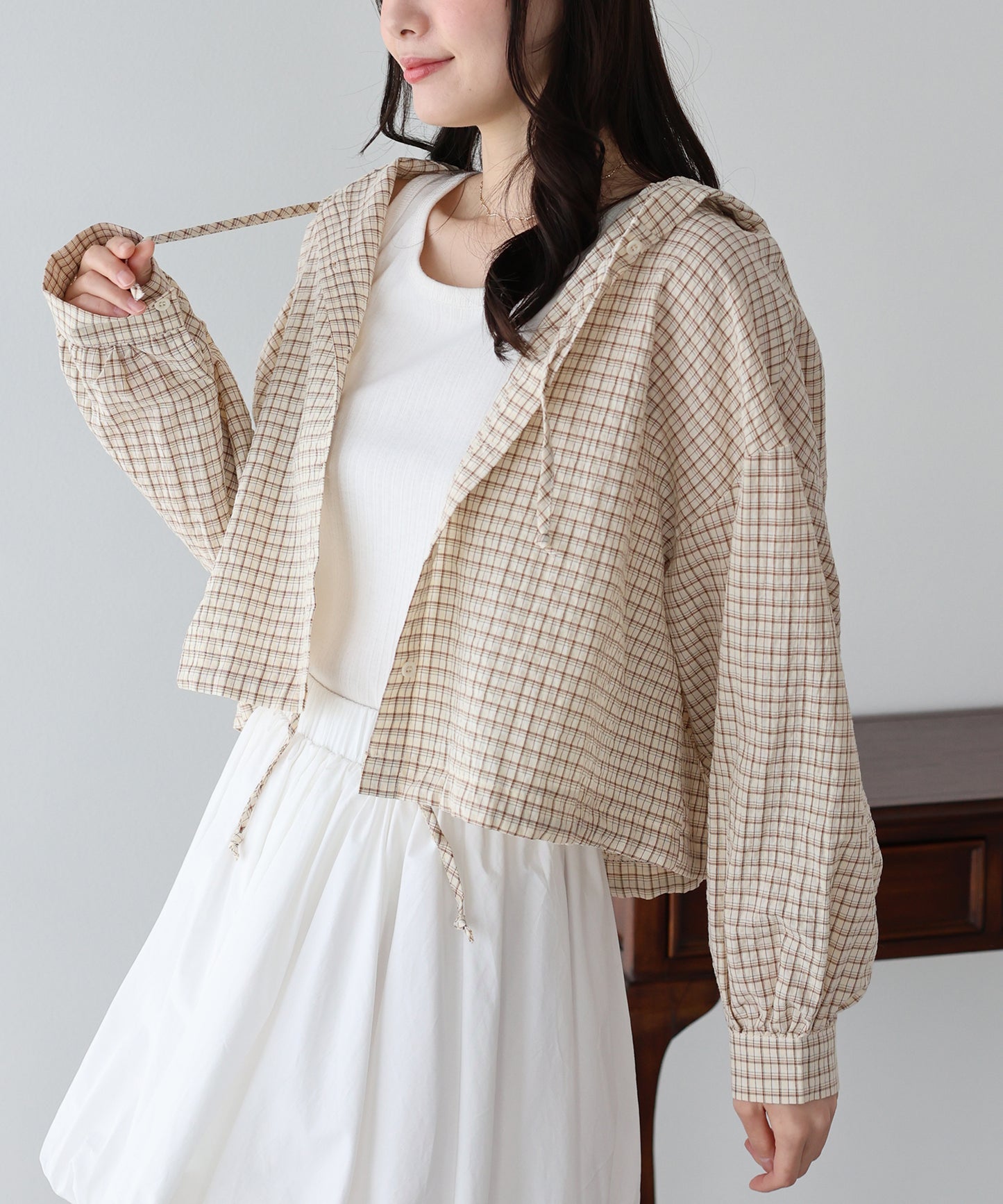 【早割5％OFF】チェックシャツパーカー