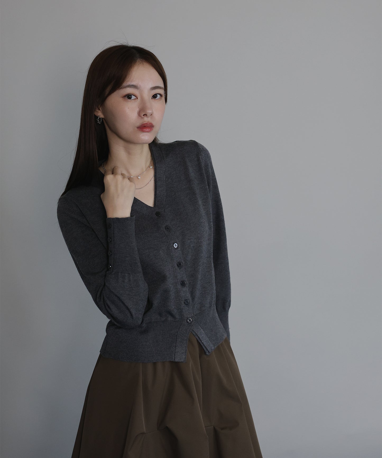 フェイクレイヤードニットカーディガン[ J by blue ]