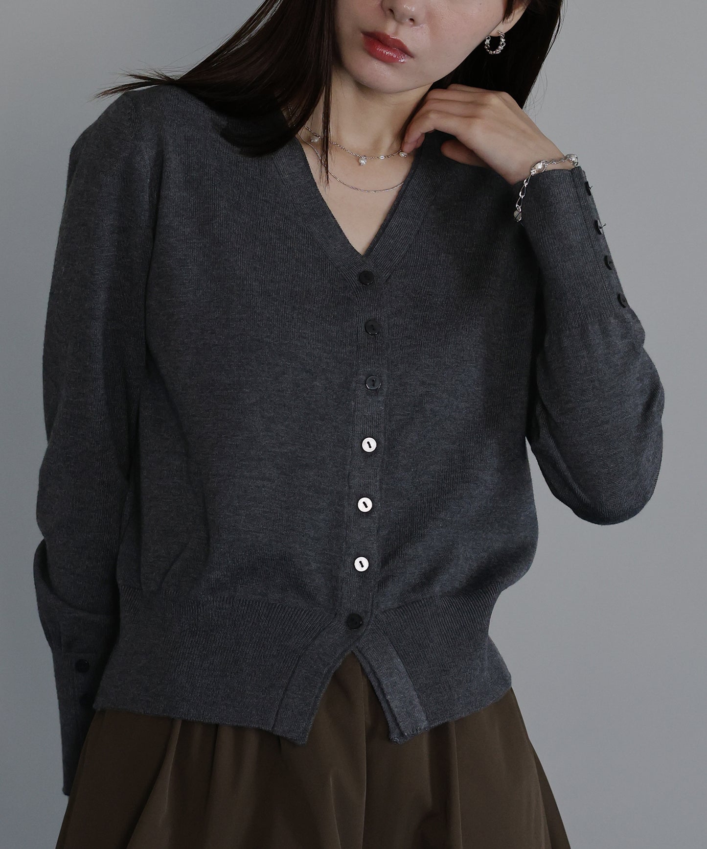 フェイクレイヤードニットカーディガン[ J by blue ]