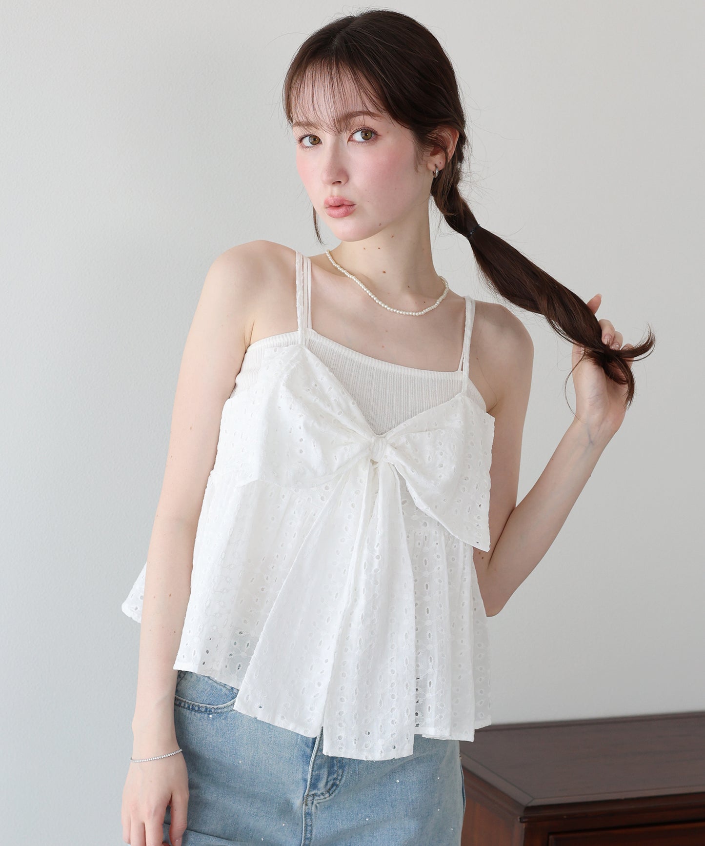 【早割5％OFF】コットンレースペプラムキャミビスチェ【メール便】