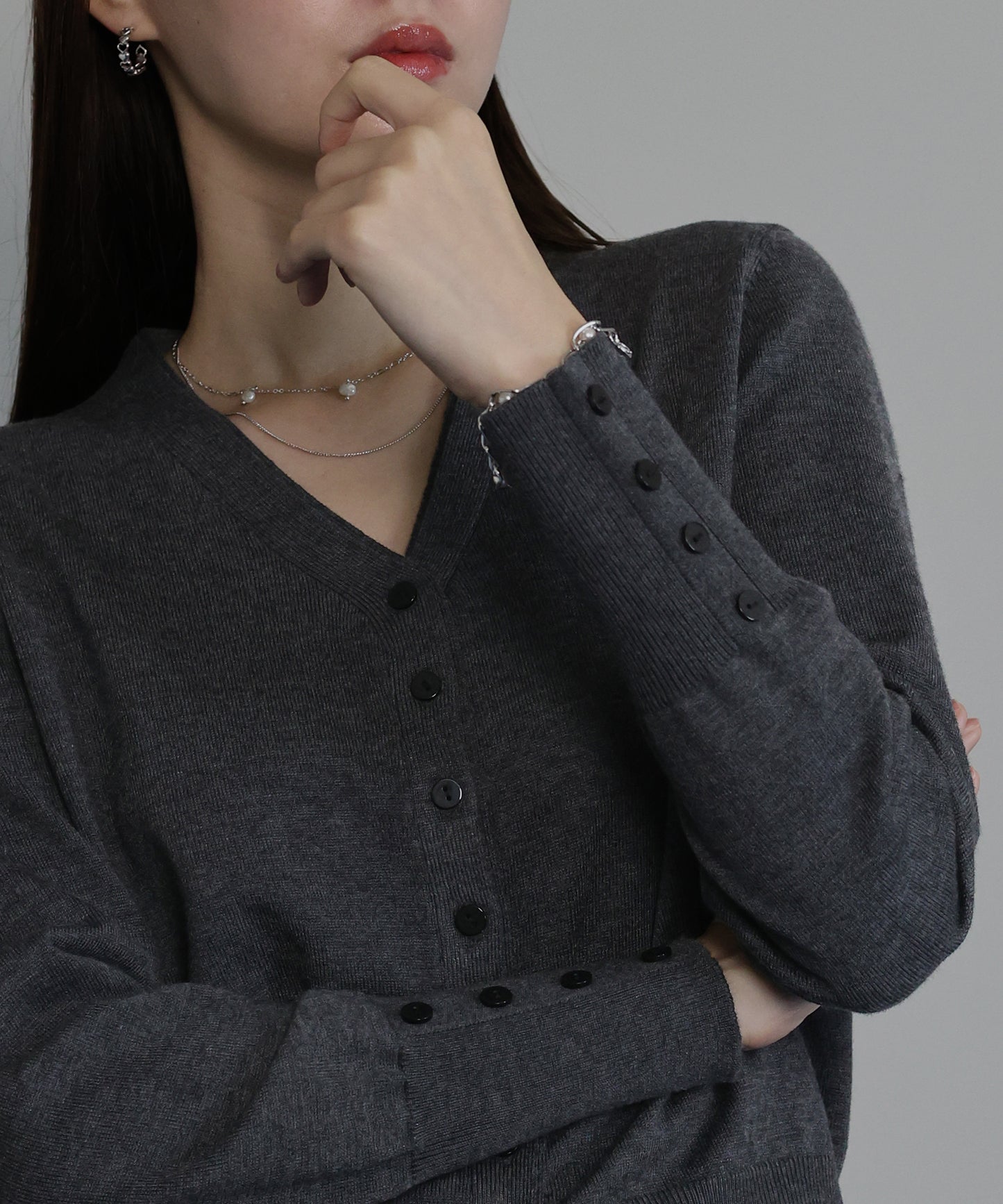 フェイクレイヤードニットカーディガン[ J by blue ]