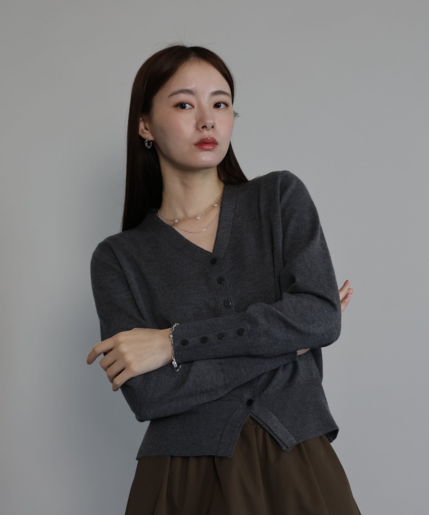 フェイクレイヤードニットカーディガン[ J by blue ]