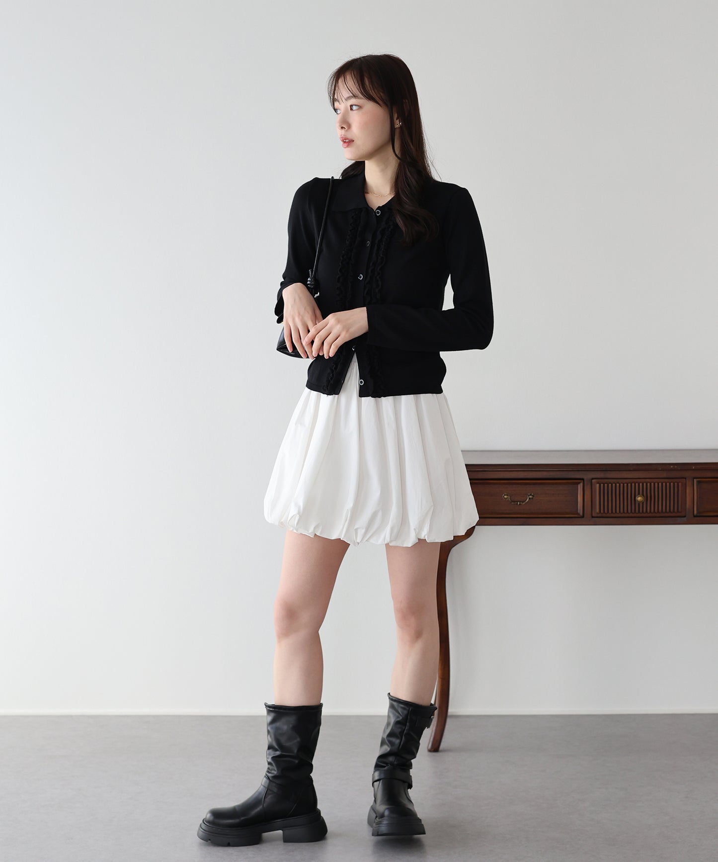 フロントフリルポロカーディガン