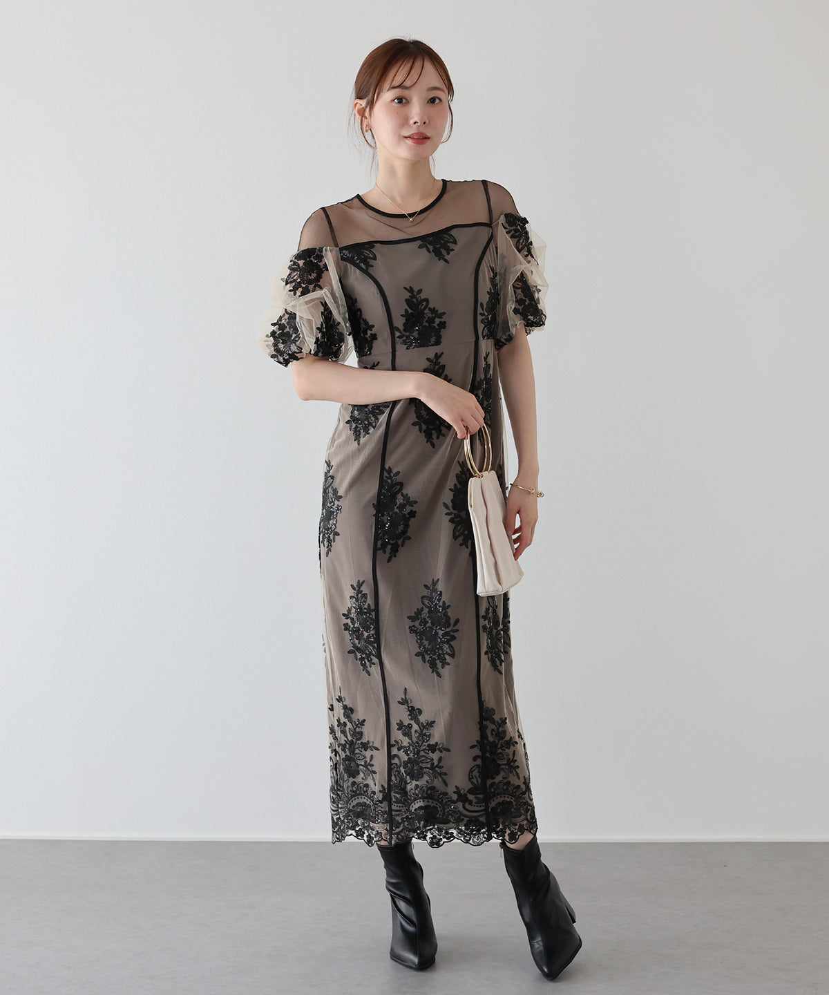 【早割5％OFF】スパンコール刺繍シアードレス