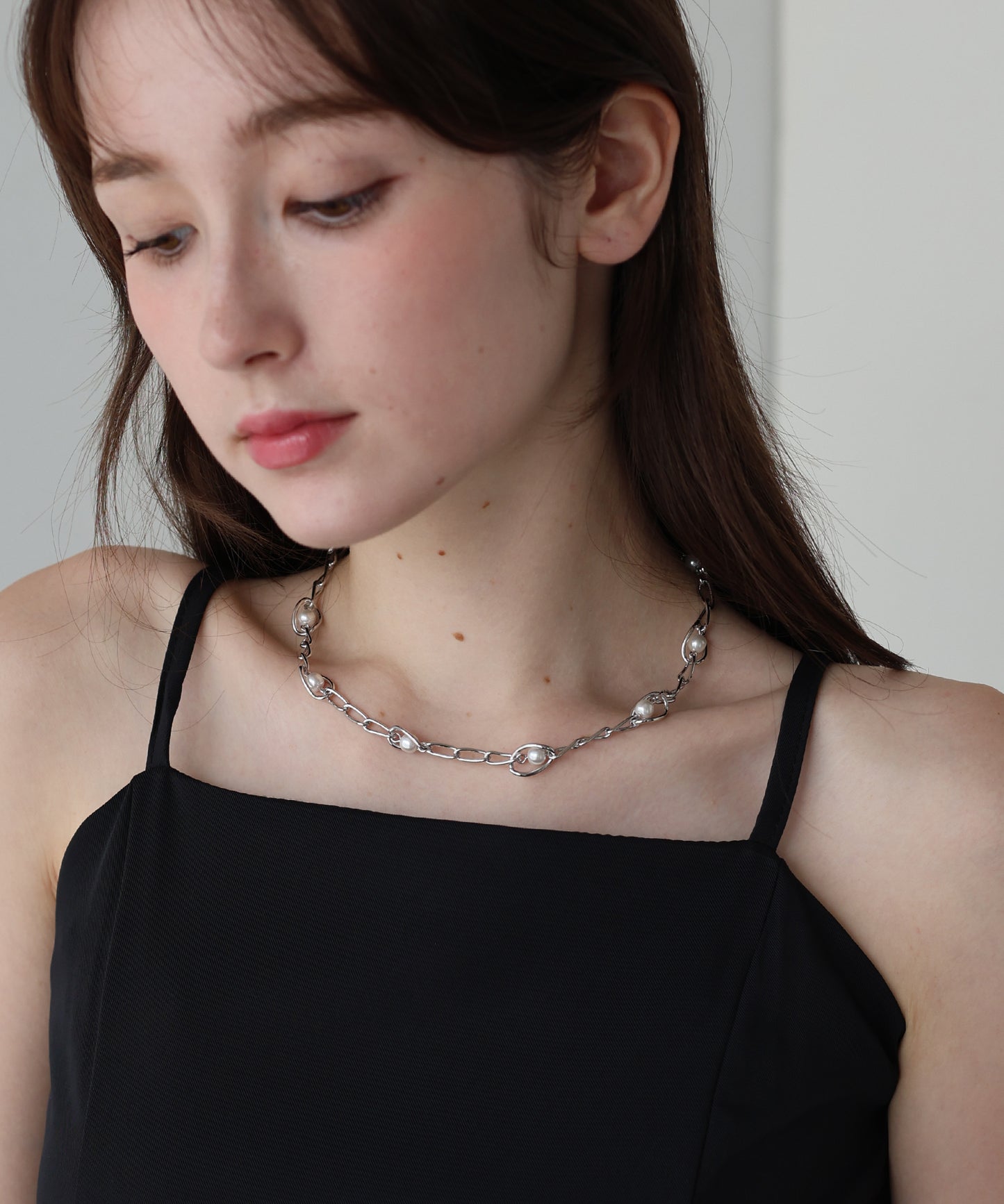 パールシェルモチーフネックレス / ニッケルフリー[ J by blue ]【ネコポス】