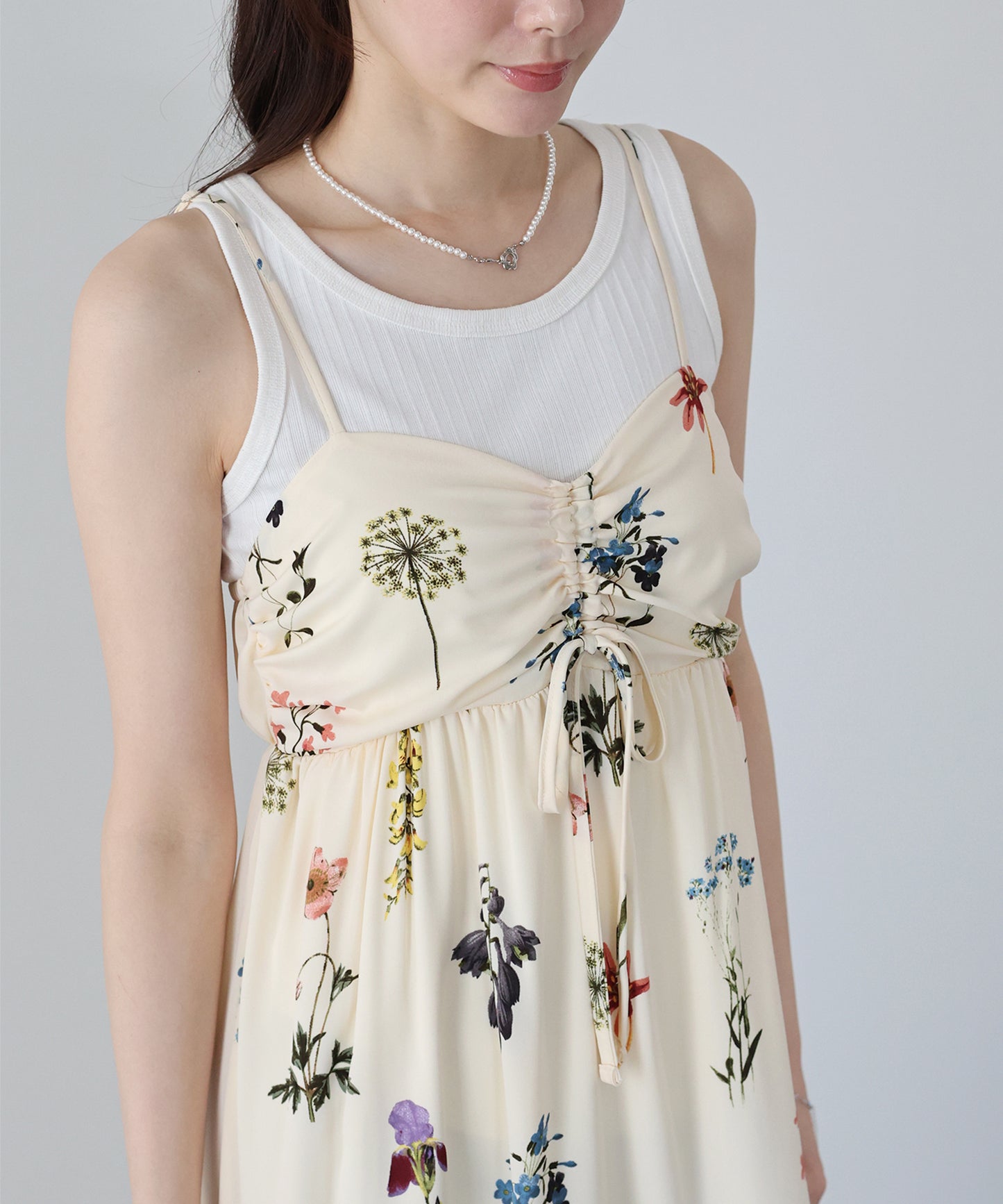 フラワーシャーリングキャミワンピース
