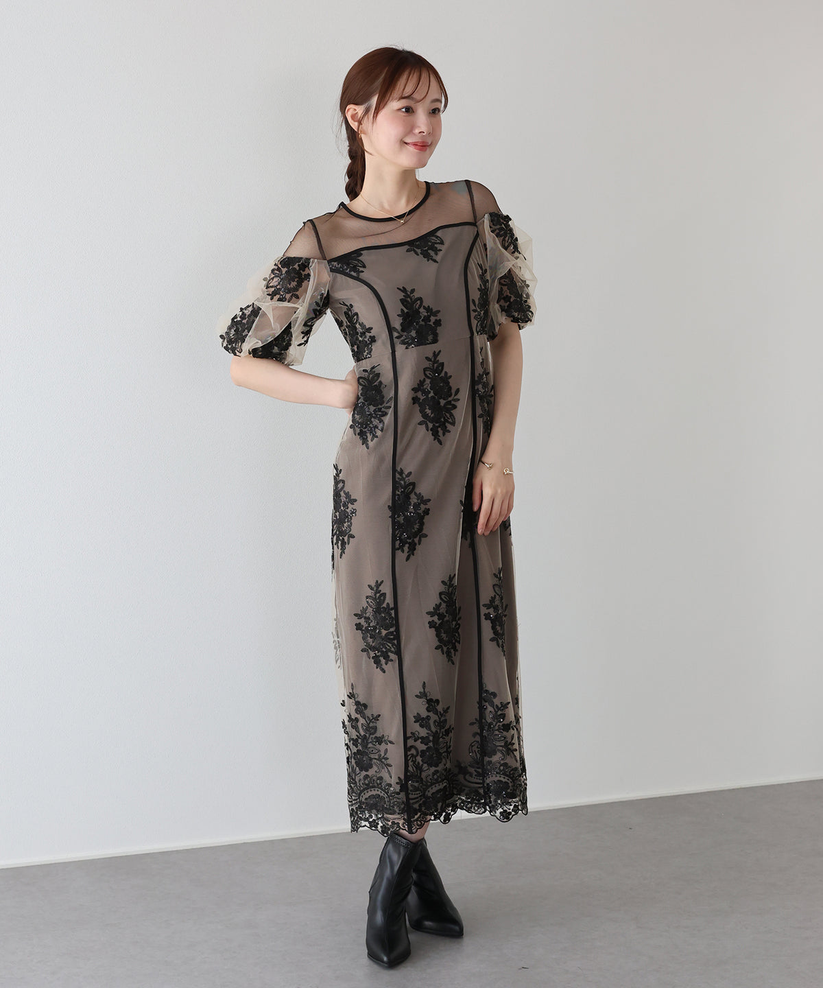 【早割5％OFF】スパンコール刺繍シアードレス