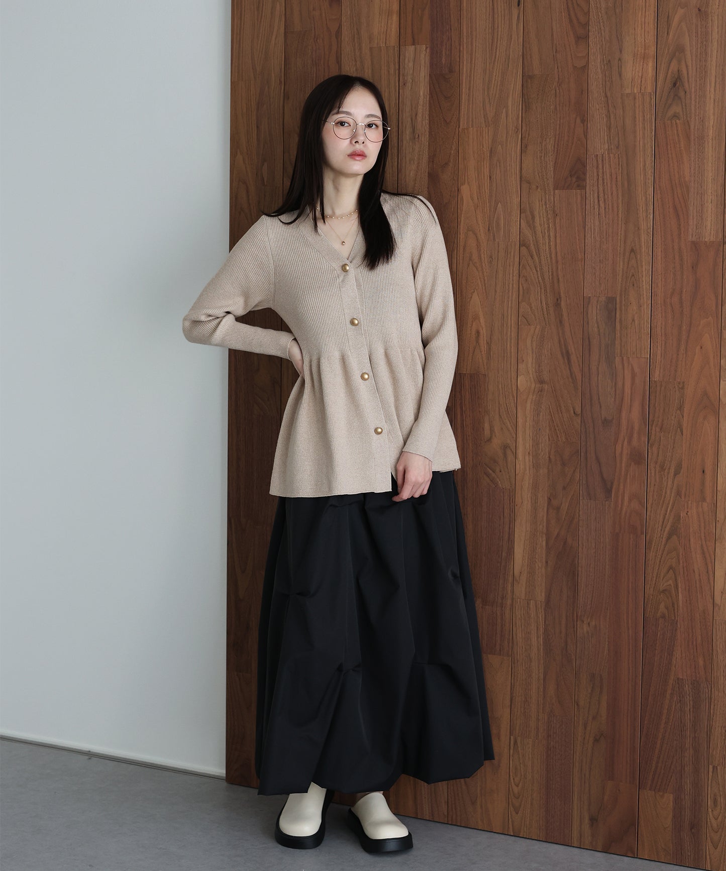 ゴールドボタンペプラムカーディガン[J by blue]