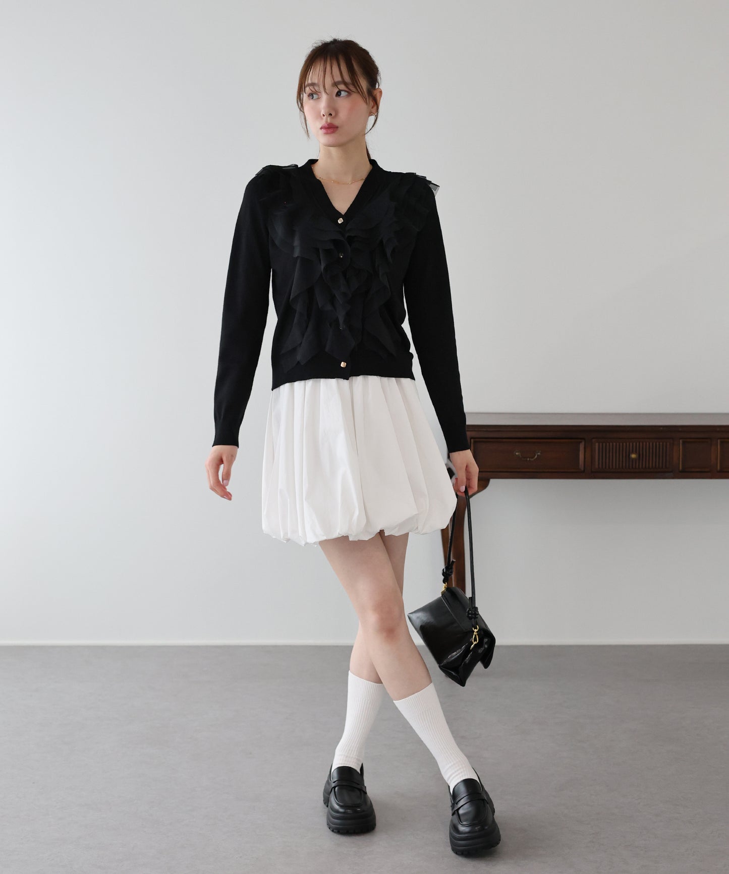 チュールフリルカーディガン