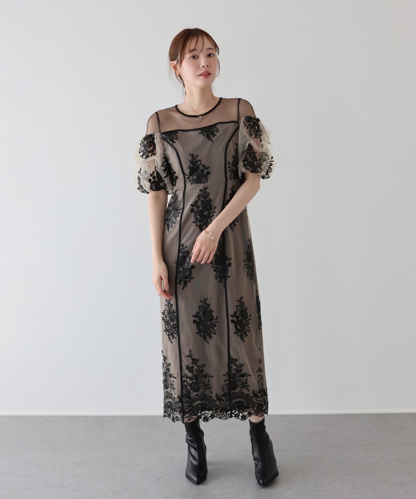 【早割5％OFF】スパンコール刺繍シアードレス