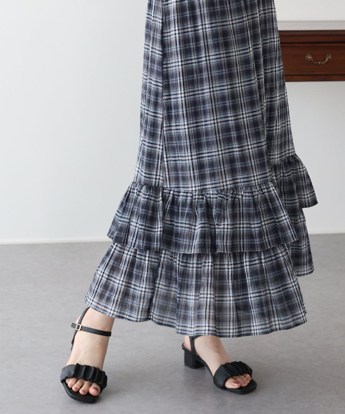 ティアードチェックスカート