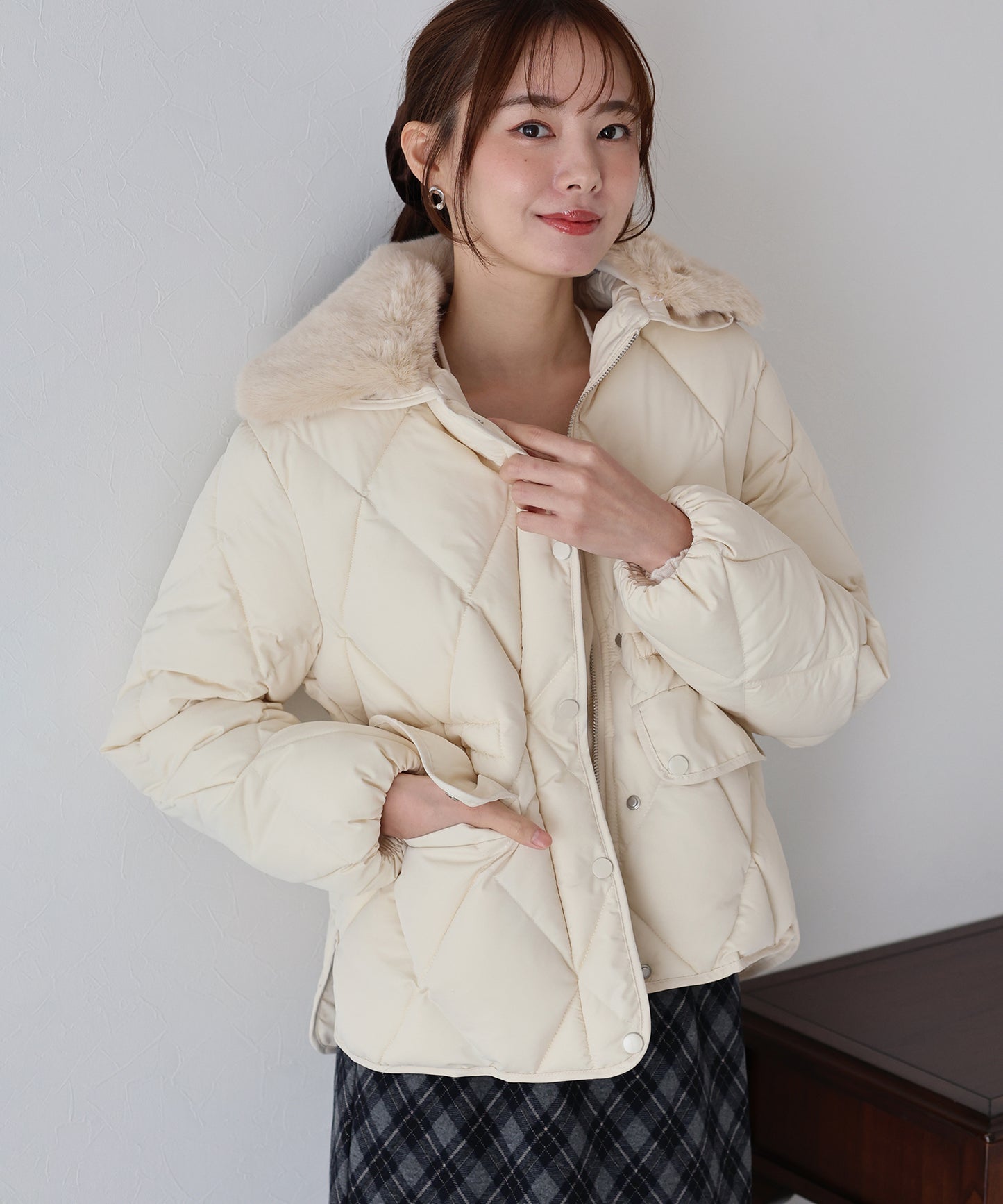ファー襟キルティングジャケット