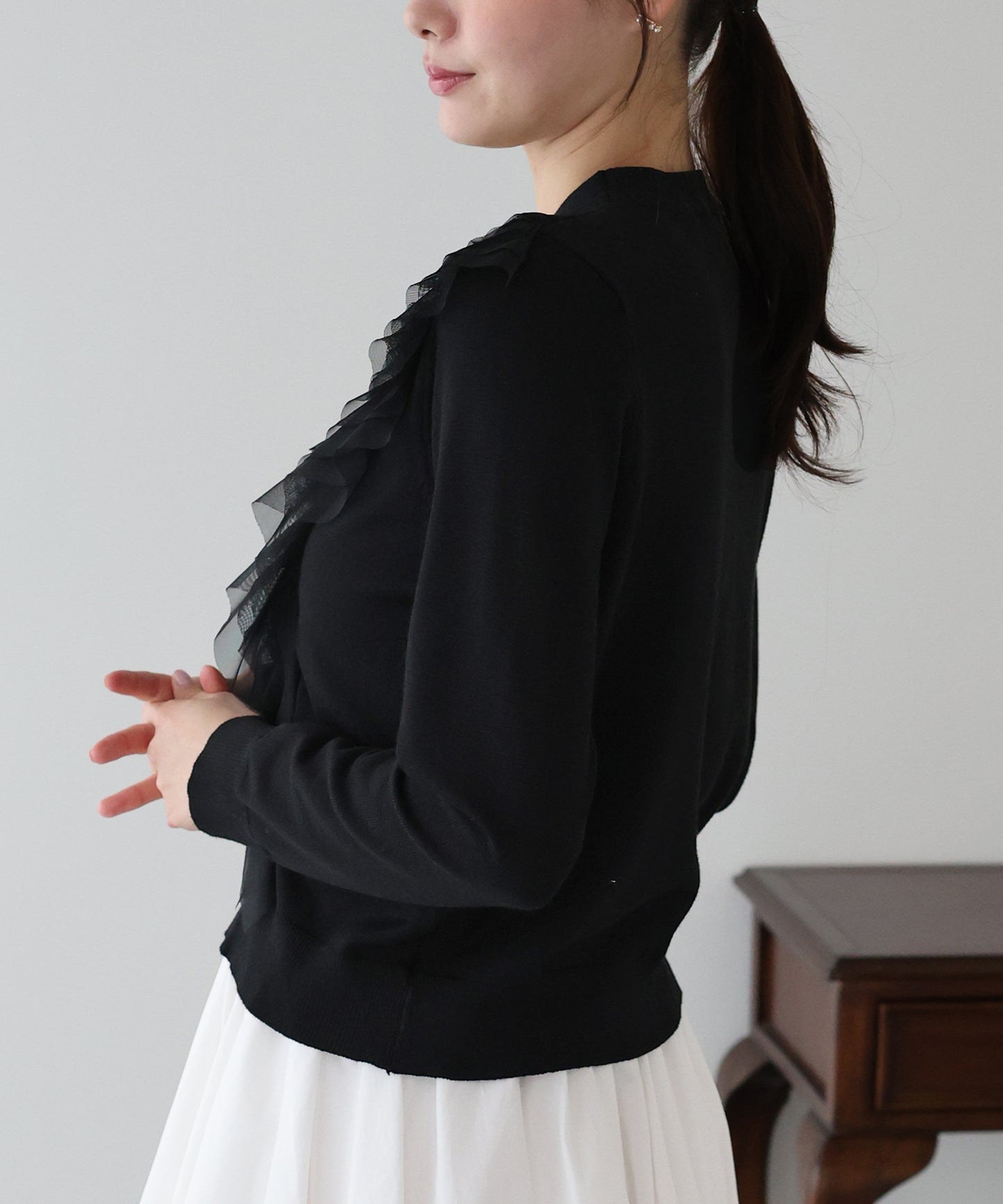 チュールフリルカーディガン