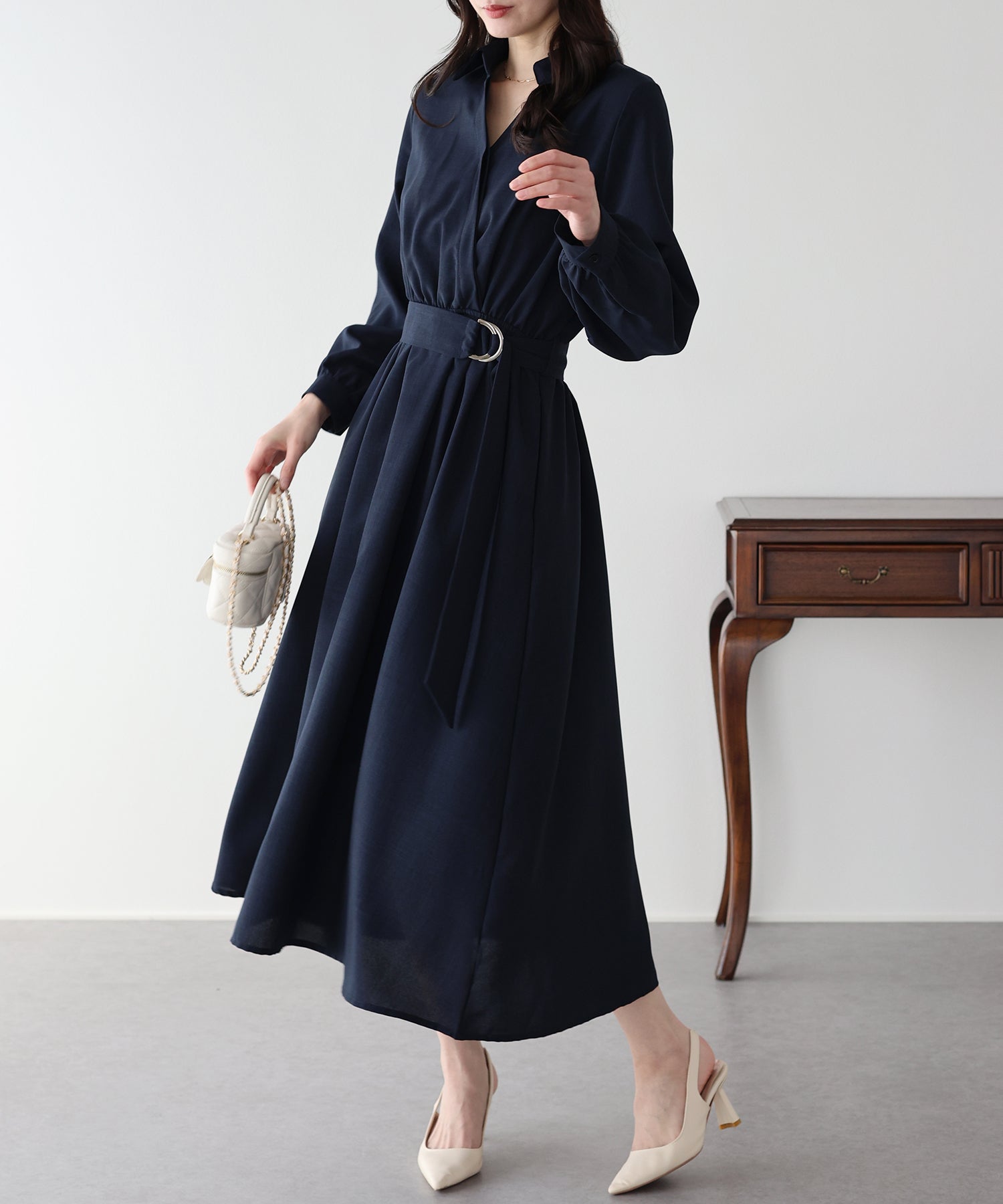 ネイビー 長袖シャツワンピース カシュクールシャツワンピース – BLUE ONLINE