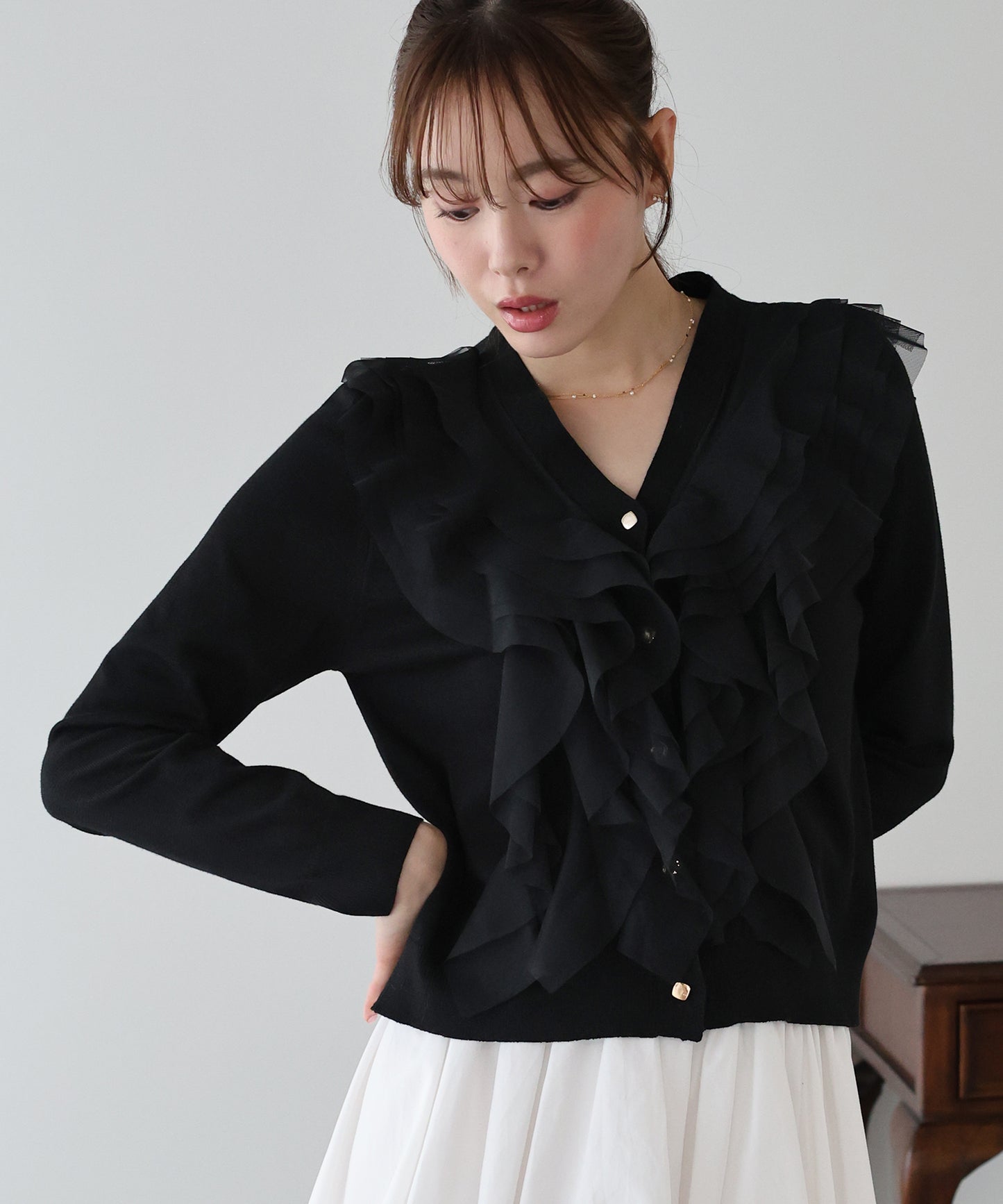 チュールフリルカーディガン