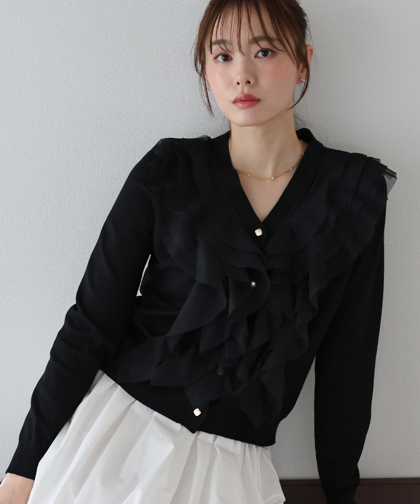 チュールフリルカーディガン