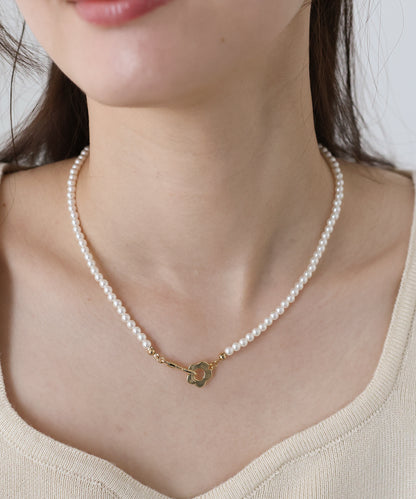 フラワーモチーフパールネックレス【ネコポス】