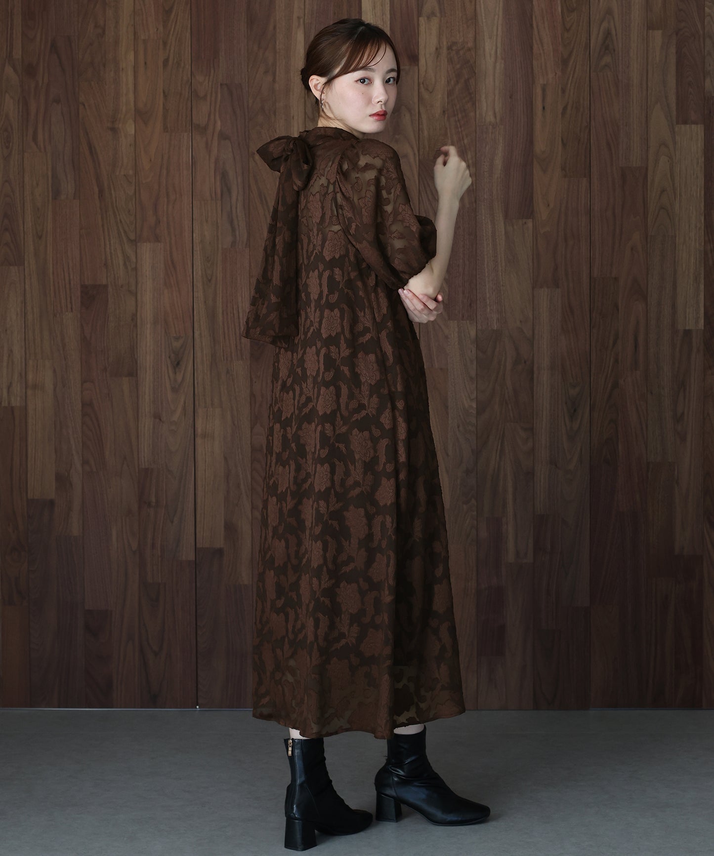 일본제 이너 첨부 백 리본 재가드 드레스