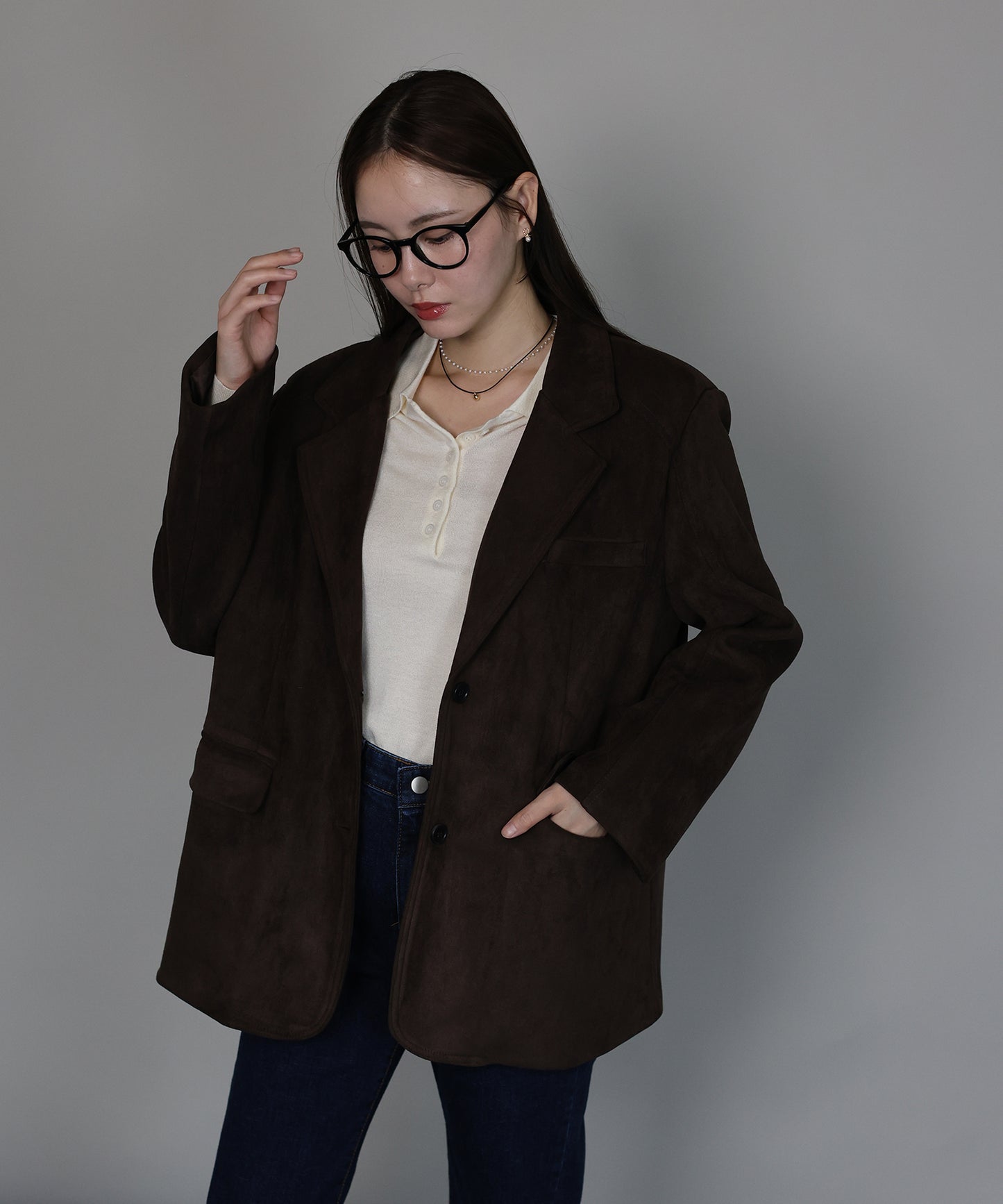 【早割5％OFF】[J by blue]スウェードテーラードジャケット