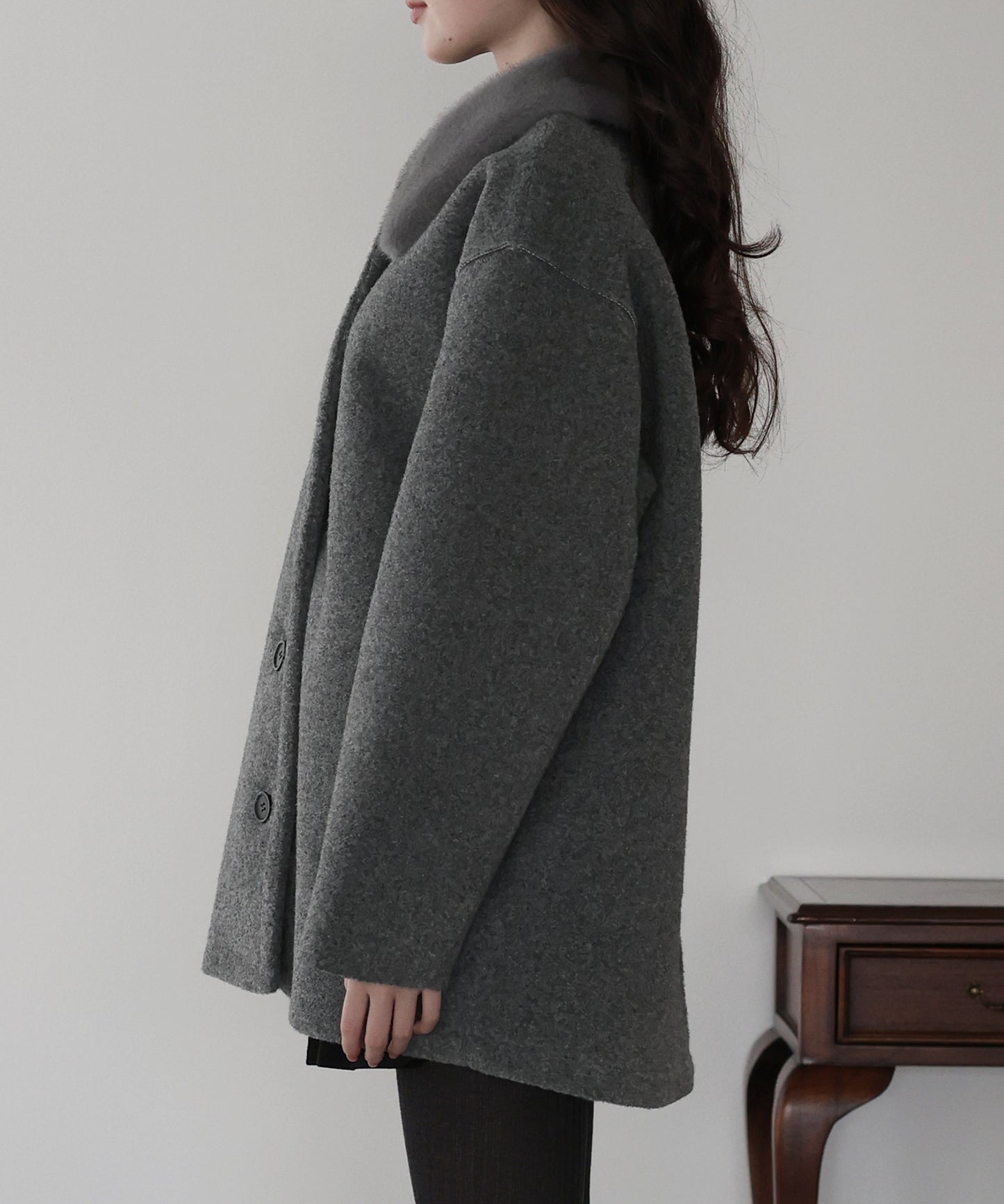 【早割5％OFF】ファー付きボアハーフコート