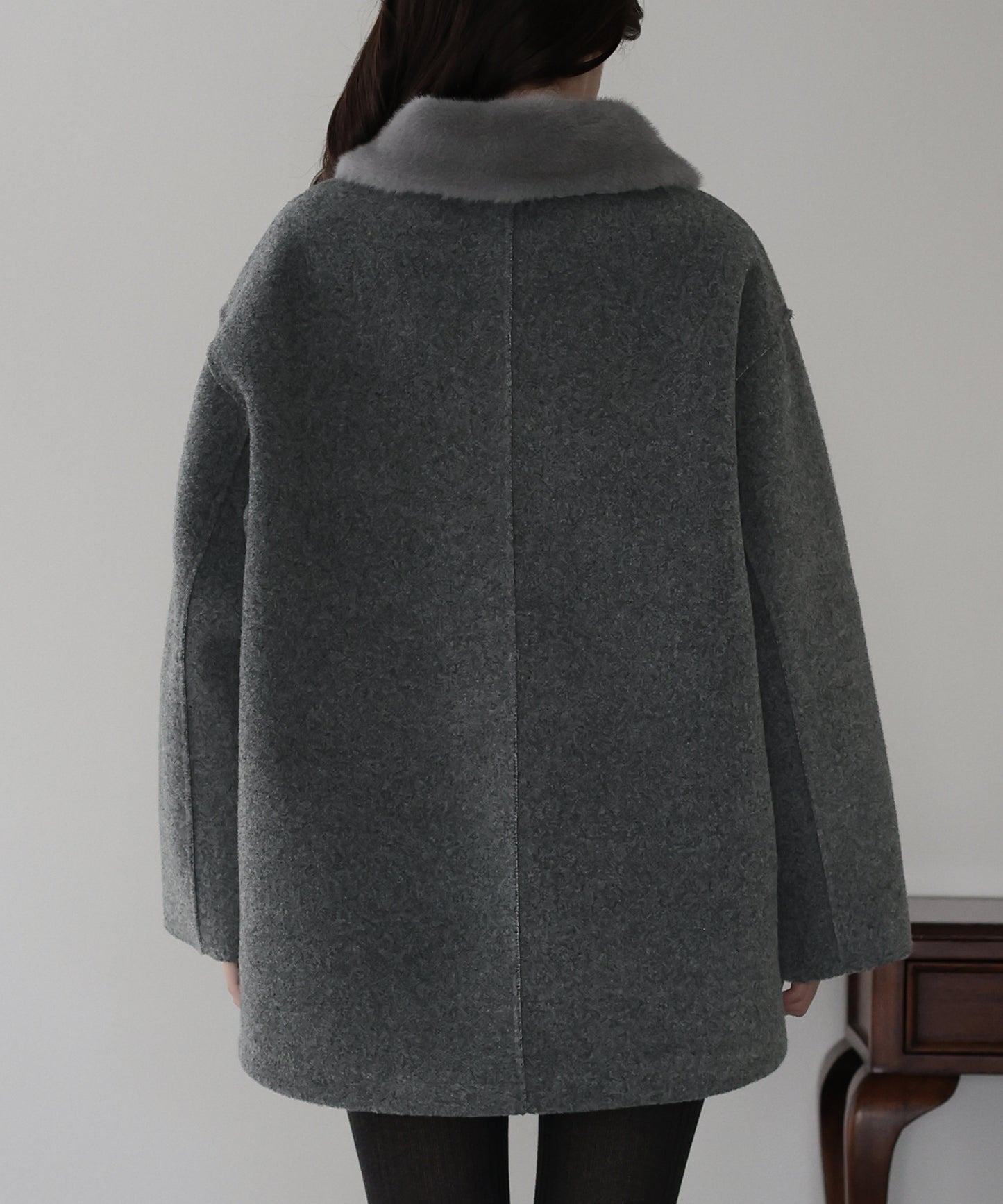 【早割5％OFF】ファー付きボアハーフコート