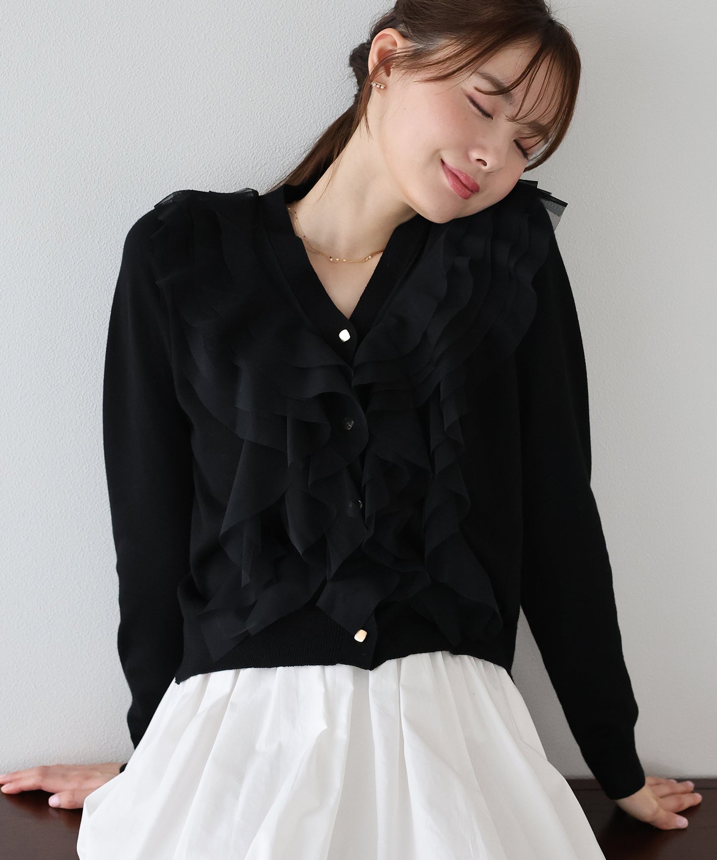 チュールフリルカーディガン